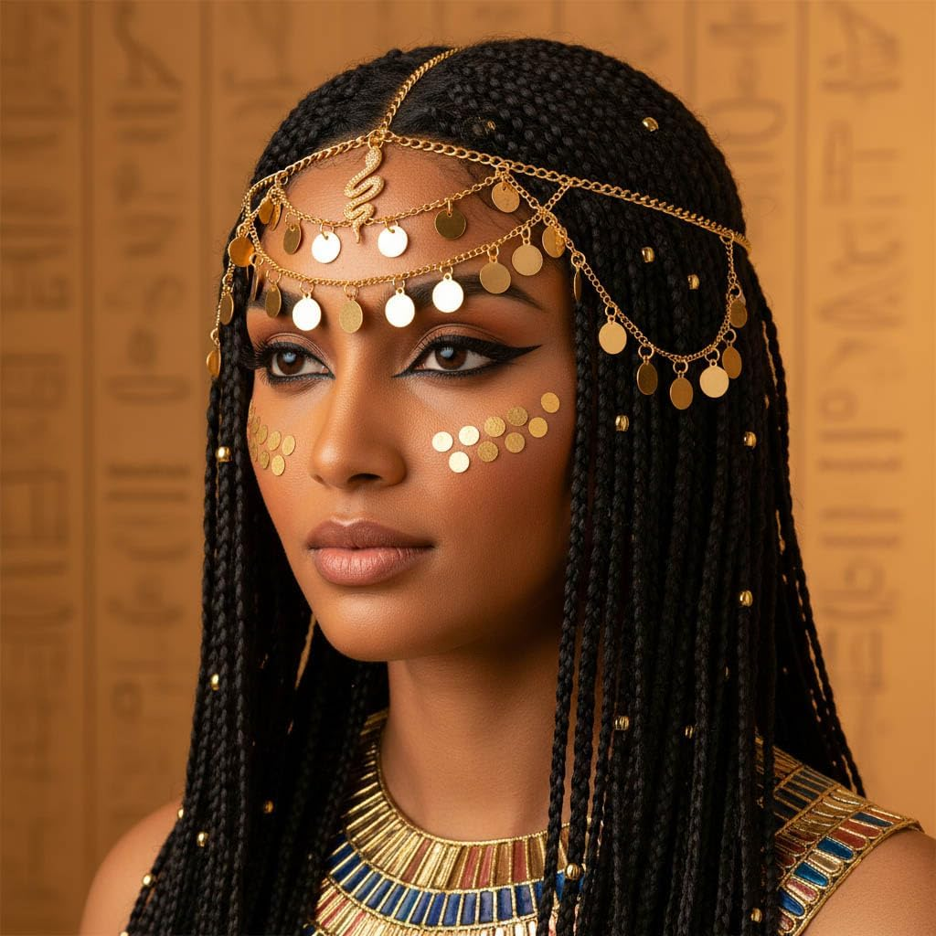 Fashband Gold Sequin Head Chain Snake Pendant Hairband Festival Party Hair Accessories for Women image number 4