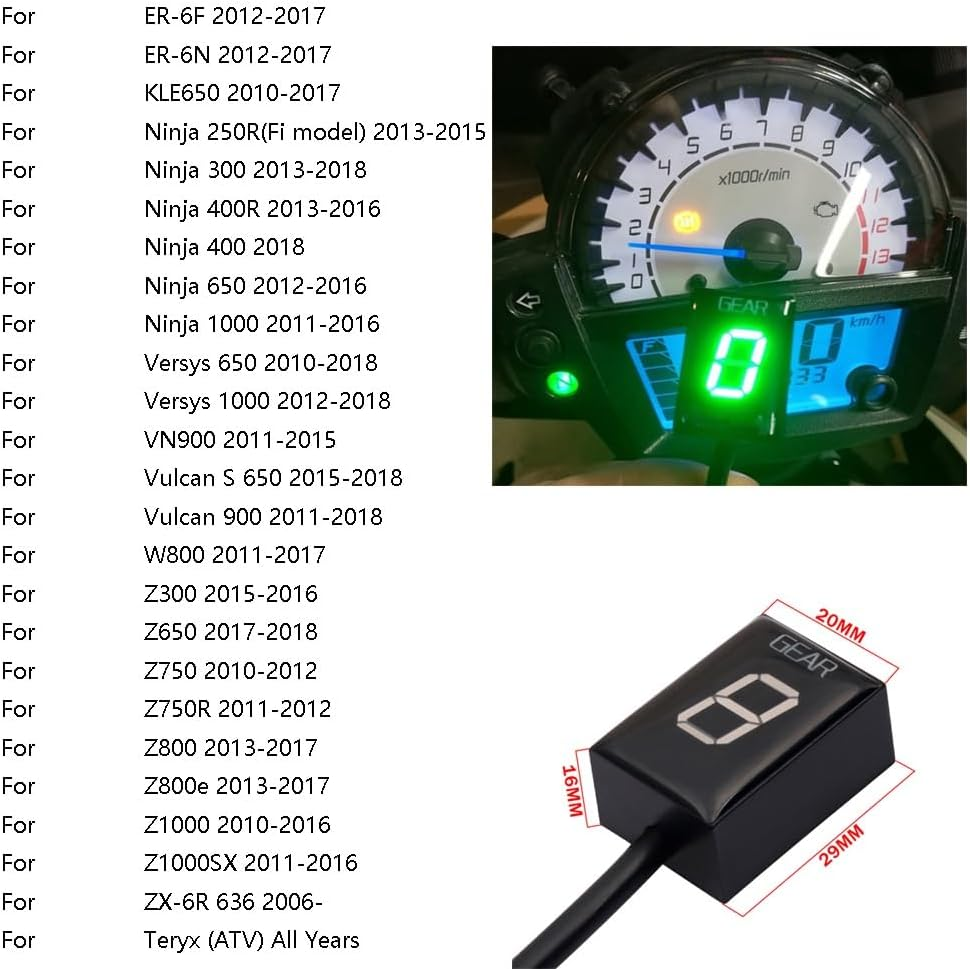 1-6 Speed ​​LED Digital Gear Indicator Waterproof Compatible with Kawasaki ER6N Z1000 SX Ninja 400 650 Z800 Z750 Versys 650 Z650 W800 Ninja 300 Vulcan - Orange image number 3