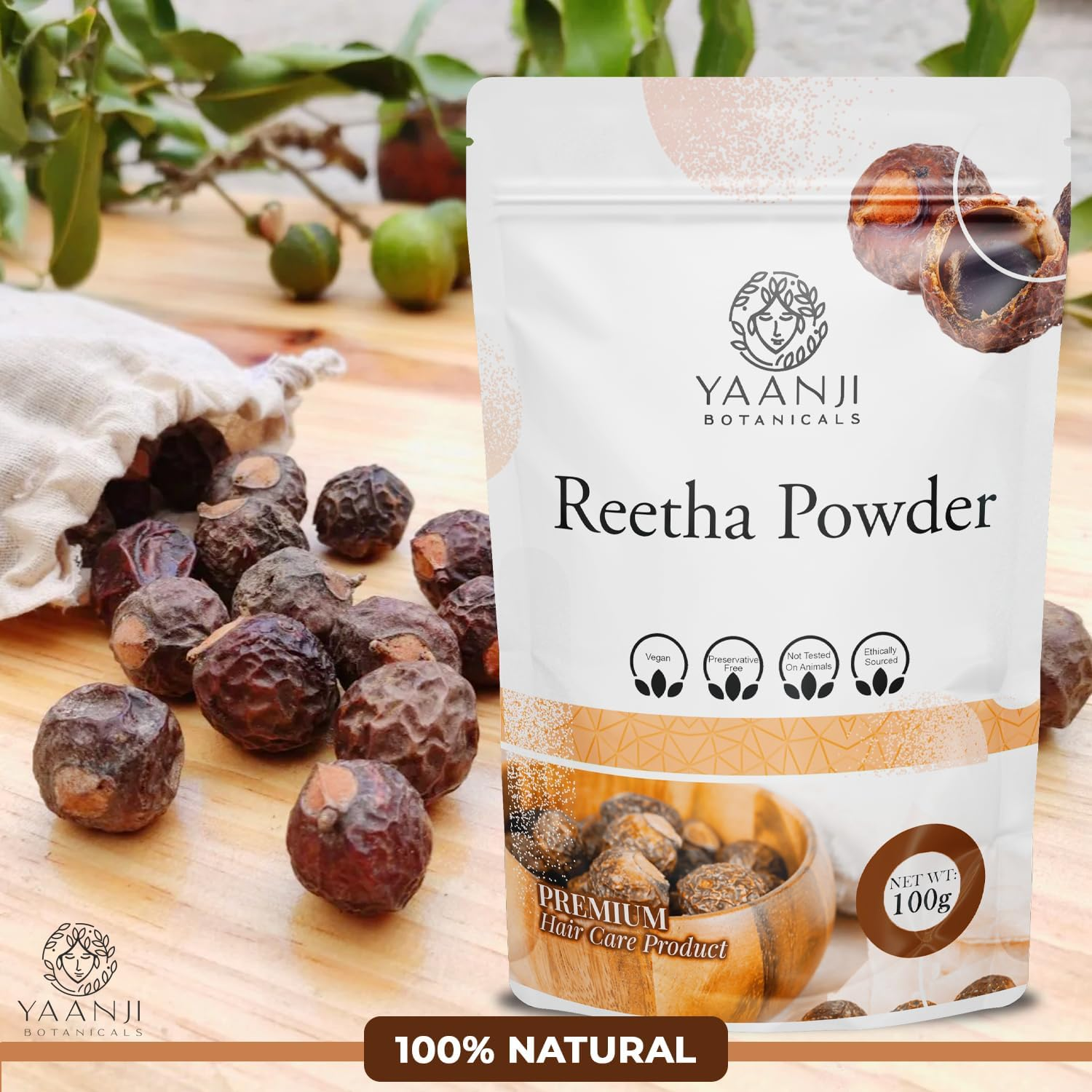 Yaanji Botanicals Reetha Powder for Hair 100G | Natural Soapnut | Ideal for Face and Skin | Skin Cleansing & Hair Care | Aritha Powder | Herbal Hair Mask | Boondi Kottai Powder for Face image number 4