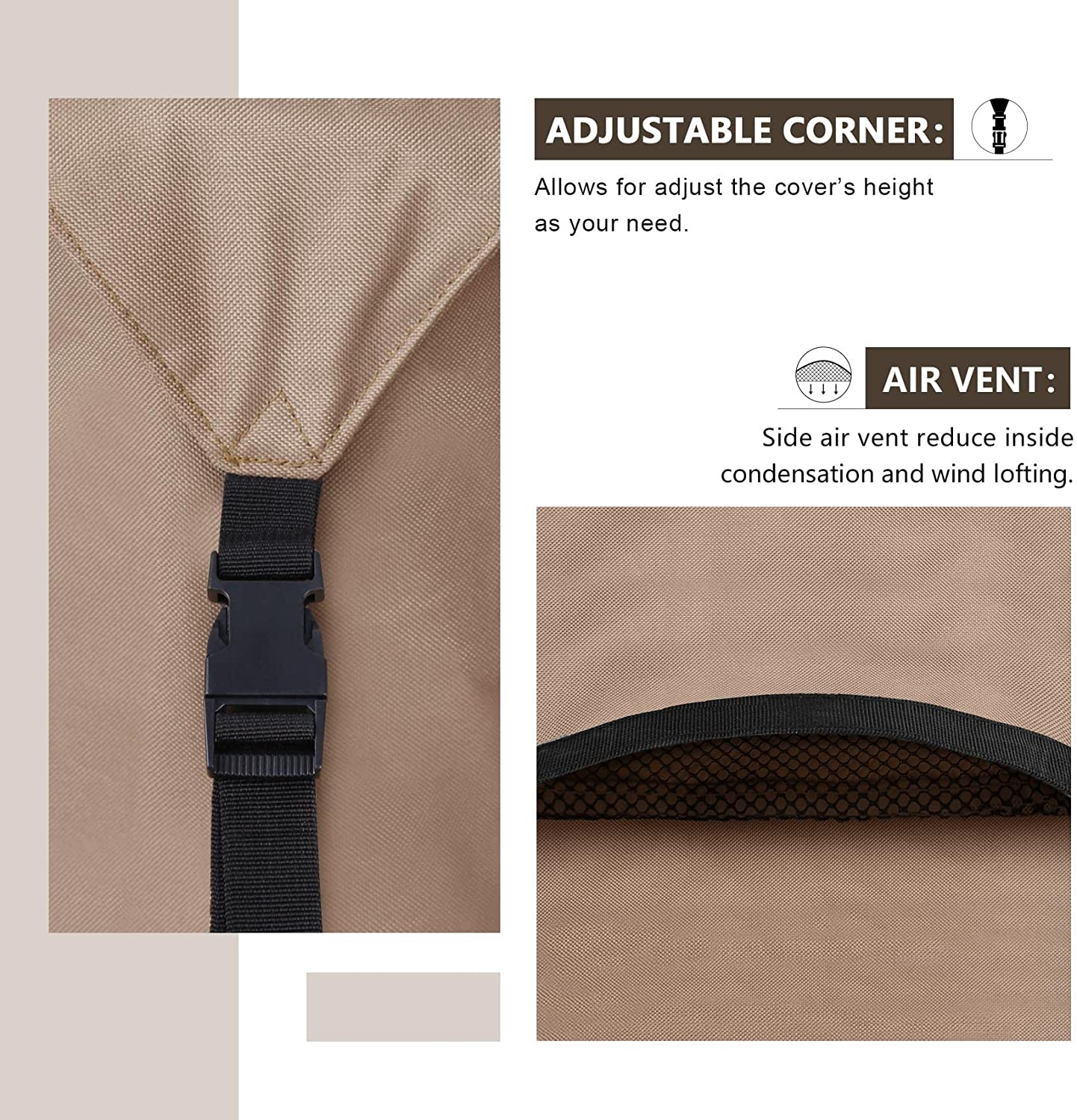 Square/Round Patio Heavy Duty Table Cover 600D Tough Canvas 100% Waterproof & Uv-Resistant Outdoor Dining Table Chair Set Cover 94 Inch image number 1