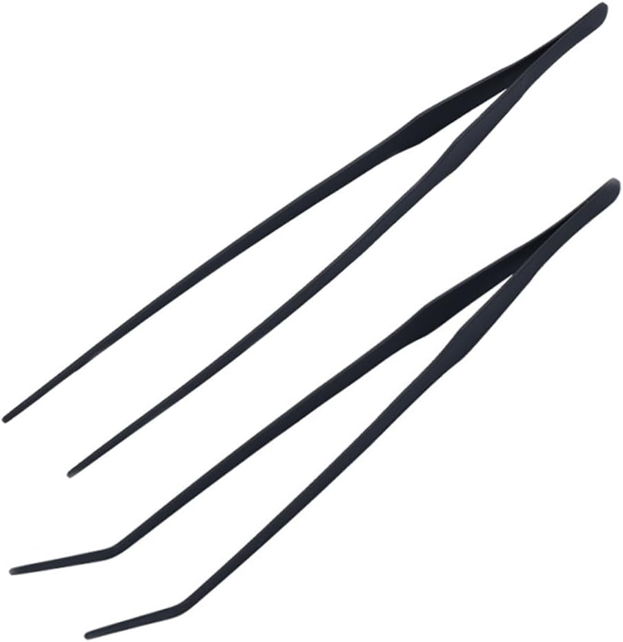 Aquarium Tweezers, Straight & Curved 38Cm/14.9In Extra Long Feeding Tongs Stainless Steel Fish Tank Tools for Aquatic Plants, Lizards and Turtles (2 Pack)