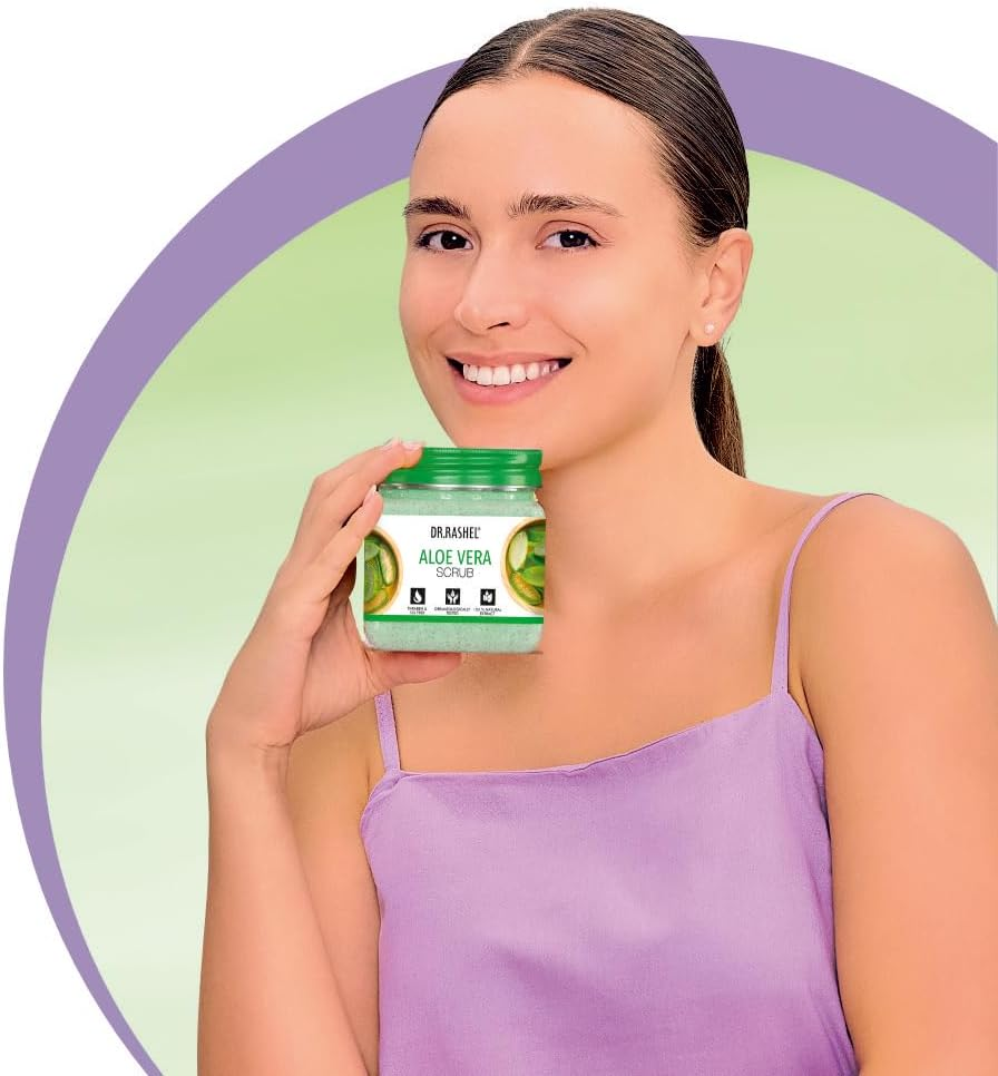 DR.RASHEL Aloe Vera Scrub for Face & Body (380 Ml) | All Skin |Cleanser Scrub for Deep Exfoliation | Dead Skin Remover Scrub | Tan Removal | Blackhead Remover Scrub image number 5