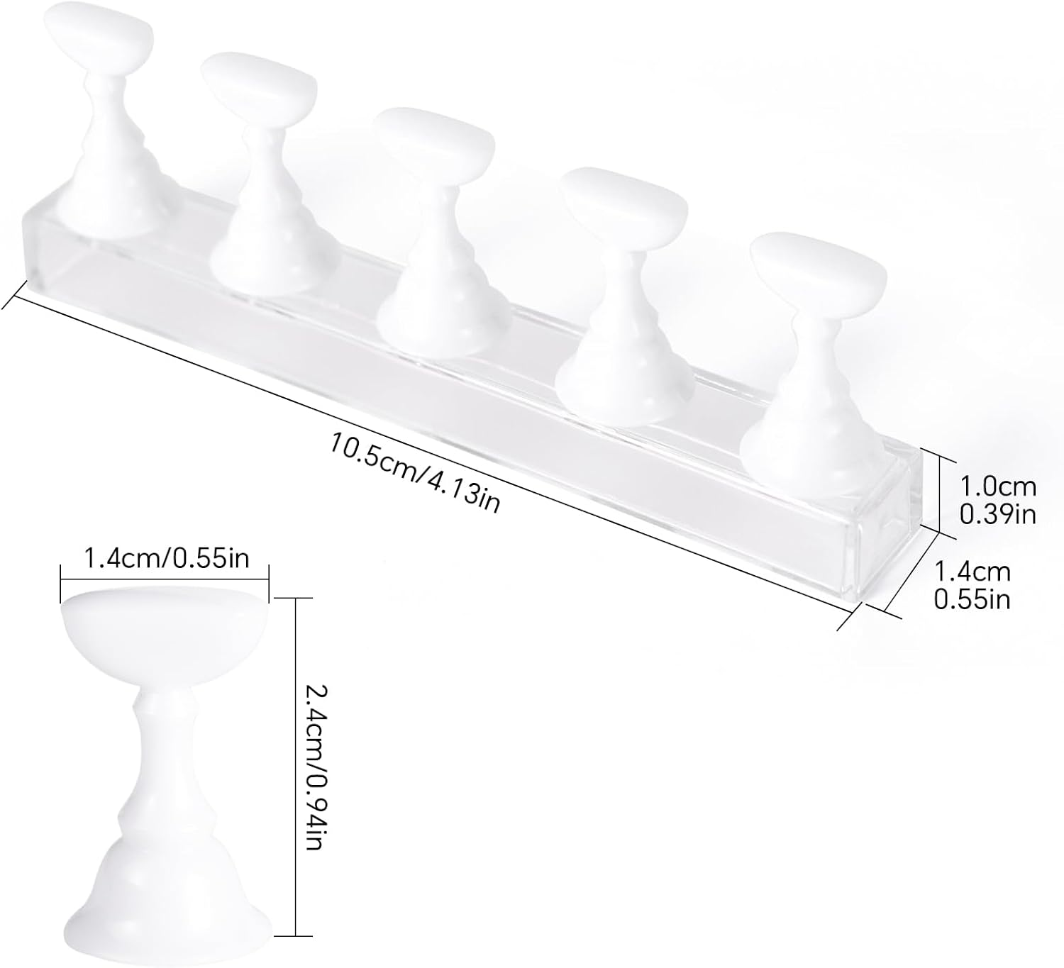 KADS 2 Sets Nail Display Stand Nail Practice Holder Magnetic Fake Nail Tips Holder for Press on Painting Nail Art Stand Manicure Design Tool for Salon and Home Use, White - Pink 1 image number 6