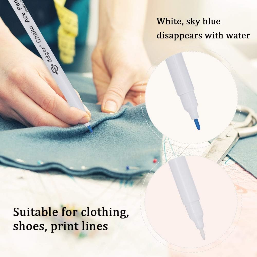 Water Erasable Pens,Disappearing Vanishing Erasable Ink Fabric Marker Pen,12-Pack 7-COLOR Wate,For 11CT/14CT Cross Stitch,Handicrafts for Temporary Marking image number 3