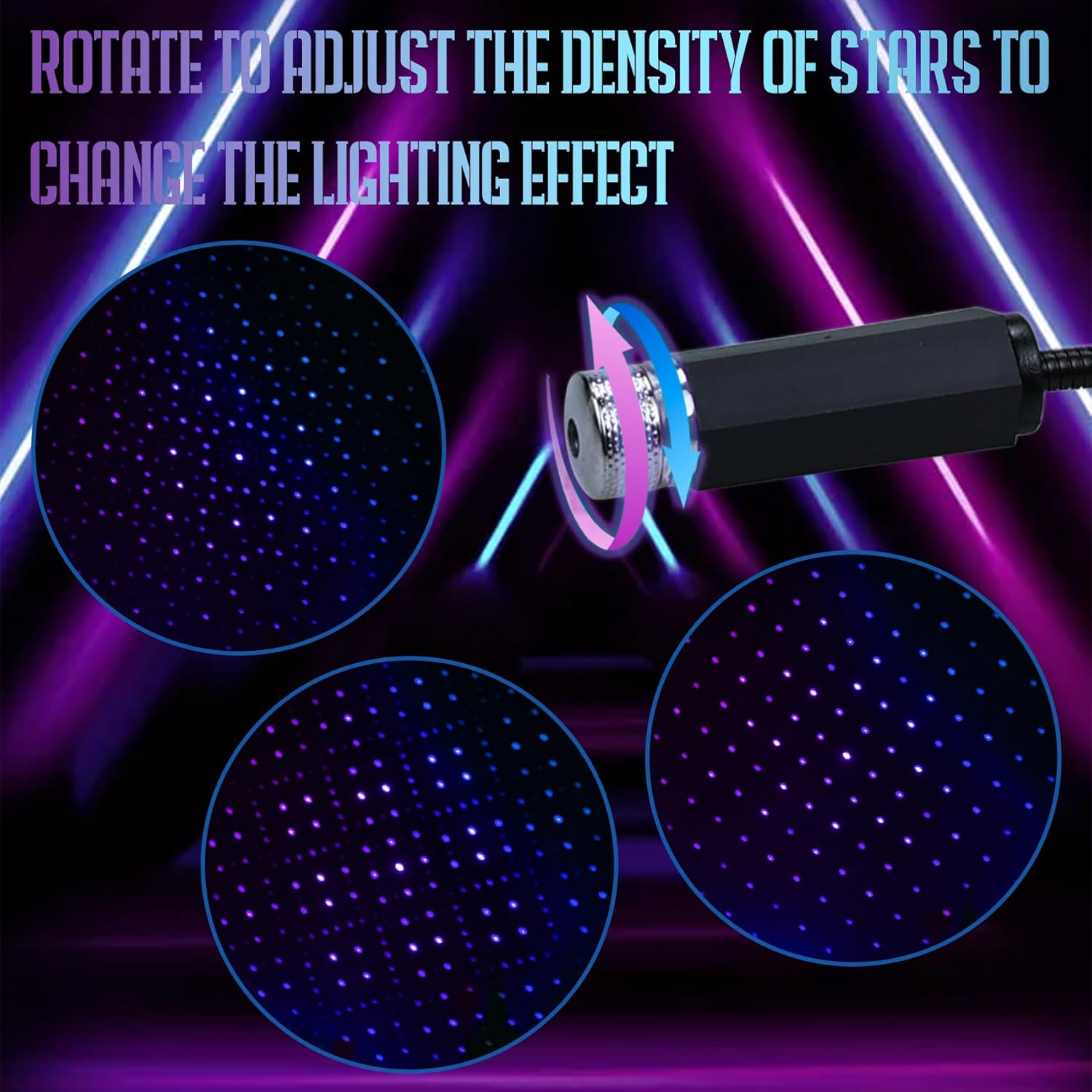 Car Led Interior Lights for Roof, Romantic Star Light Mini USB Projection Lamp Star Night Light Atmosphere Decoration for Cars Bedroom Party, Purple image number 4