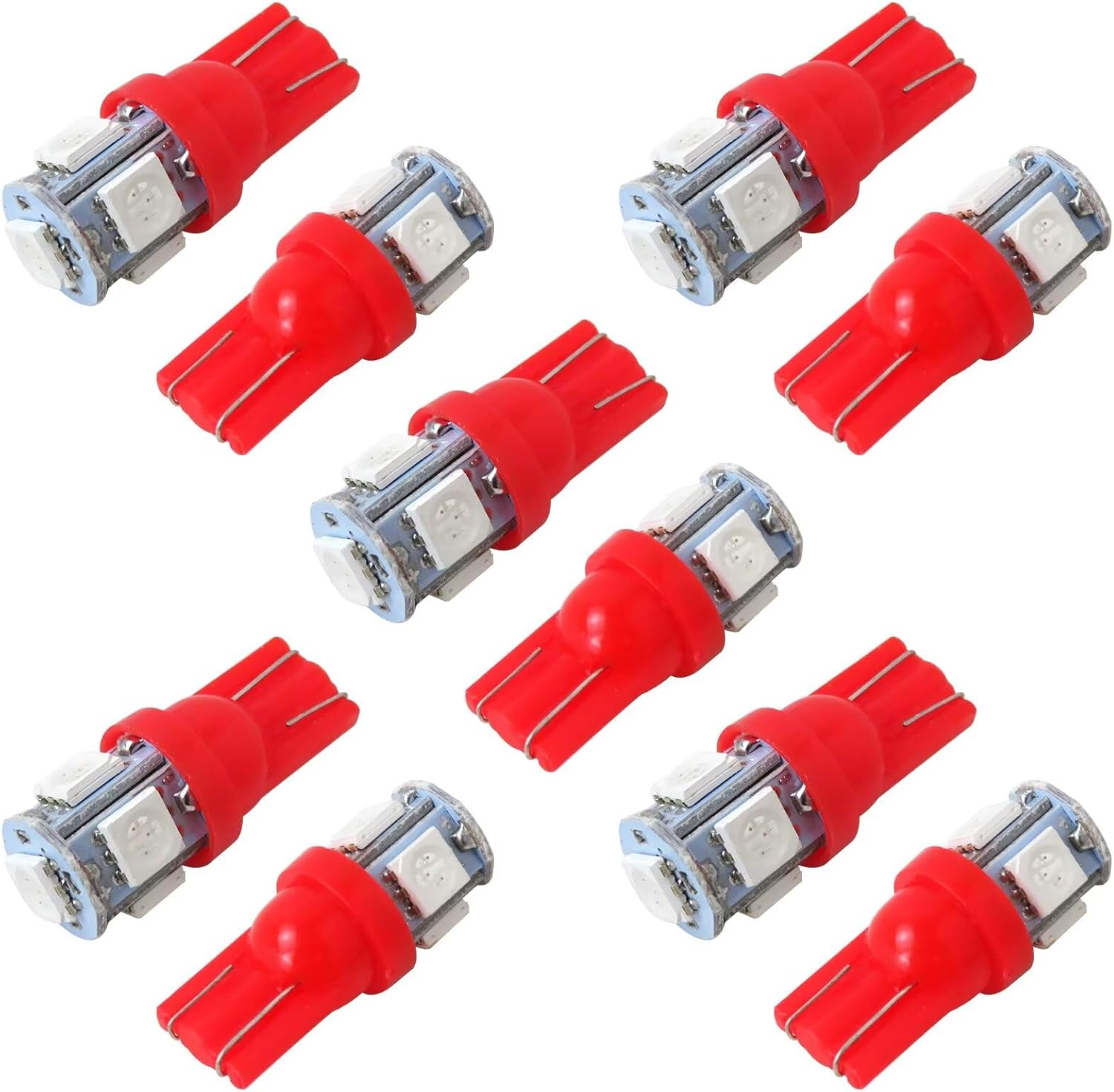 10PCS LED Bulb Replacement for T10 5SMD 5050 Globe Light Bulb Wedge Tail Plate Parker Interior Dash, 12 * 28Mm, 12V, Blue