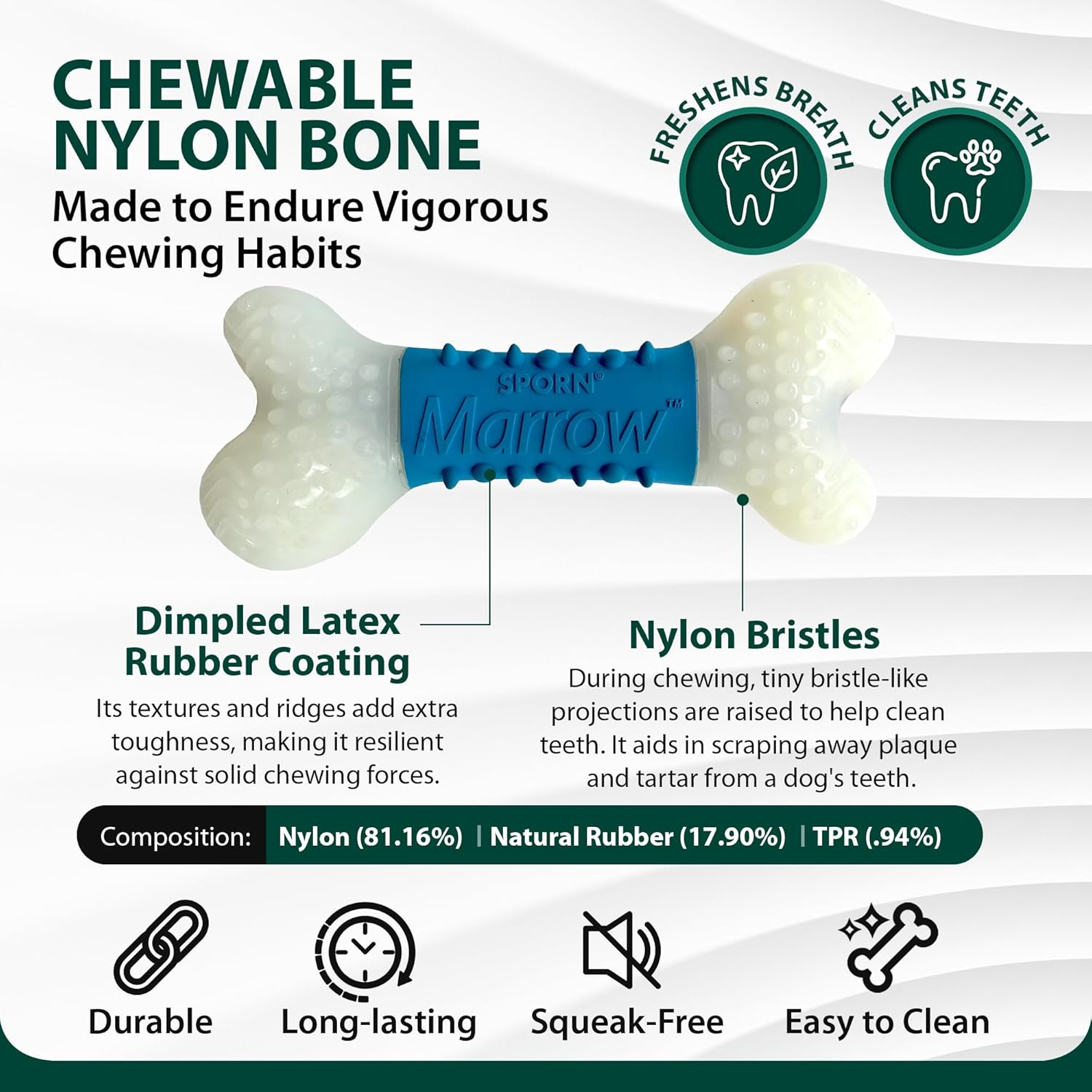 Sporn Durable Jerkey Favour Ultimate Marrow Chew Bone Dog Toy image number 1