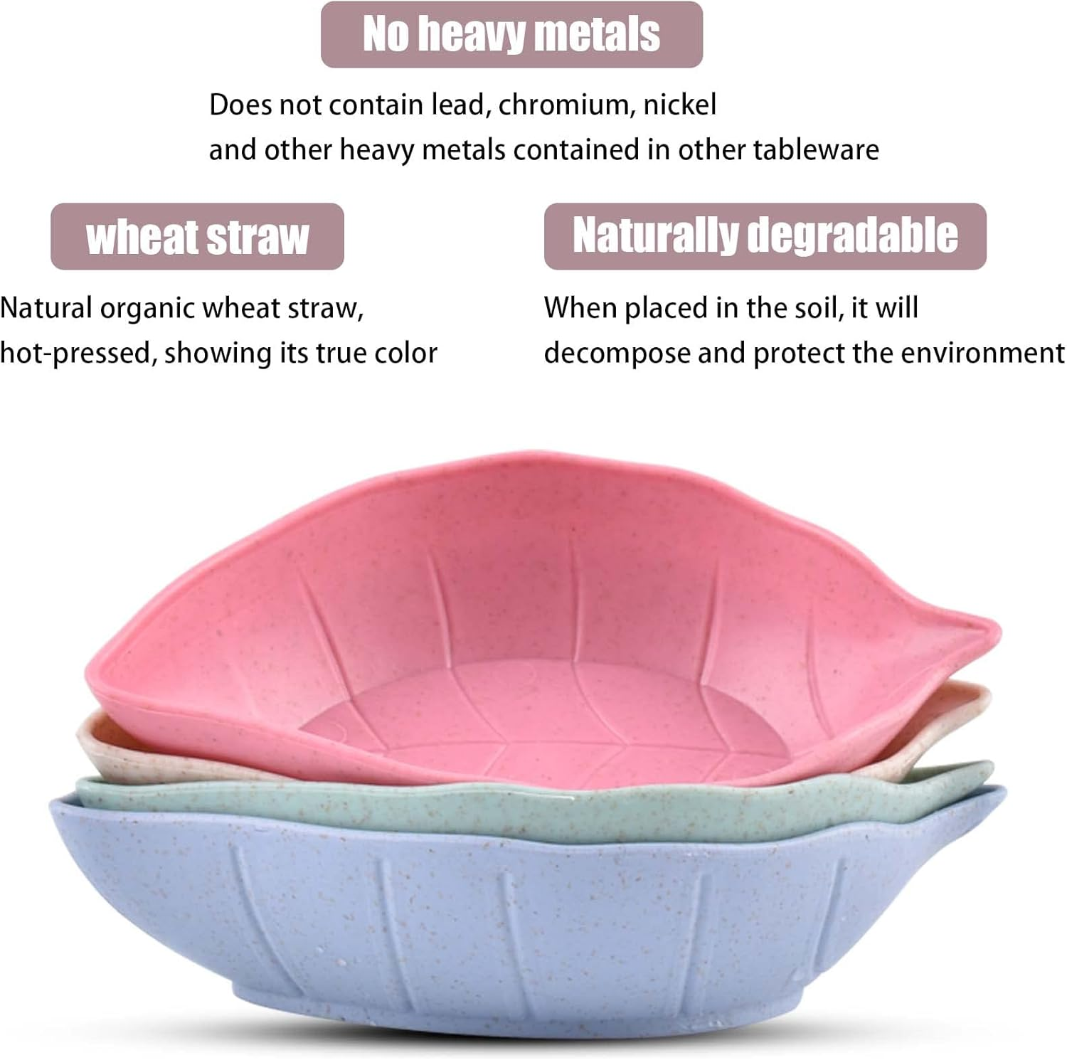 BWLAND Wheat Straw Leaf Shape Sauce Dishes, 4 PCS, Green, Pink, Beige, Blue, Dipping Sauce Bowls for Ketchup, Appetizers, Condiment, Snack, Honey Mustard image number 3