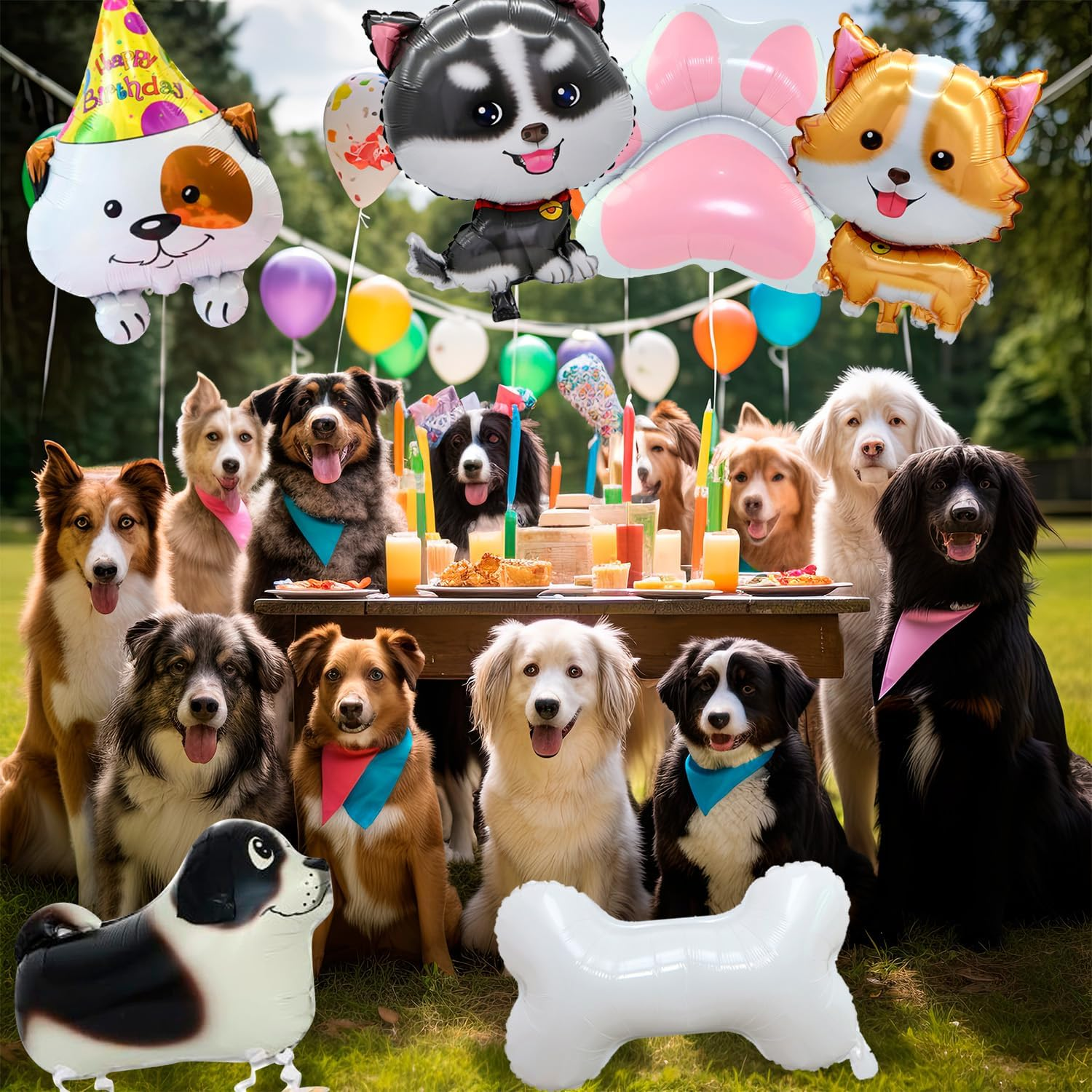 Dog Birthday Decorations Set - 7 Pcs Puppy Balloons, Paw & Bone Balloon for Dog Themed Party image number 4
