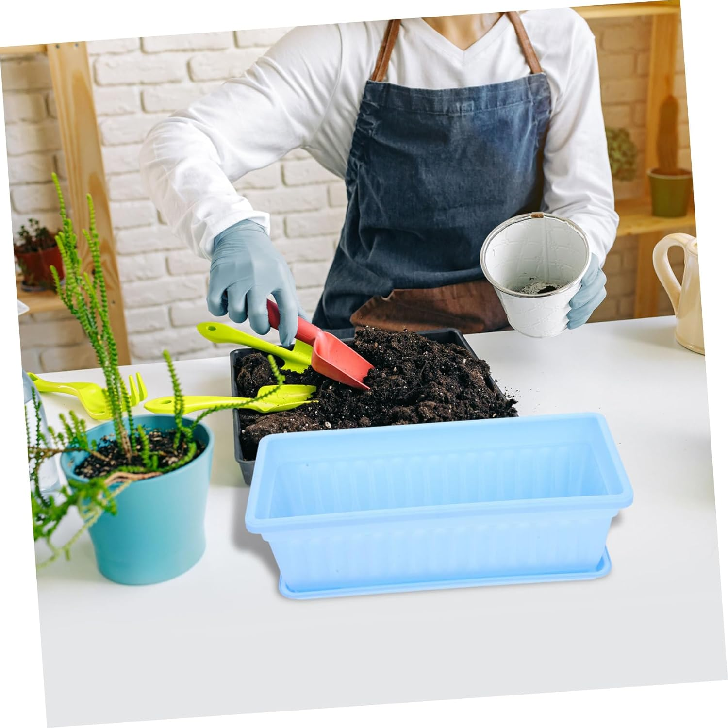 BCOATH 2Pcs Resin Plant Pots Saucer for Indoor Gardening and Orchid Shape for Balcony and Home Decor image number 2