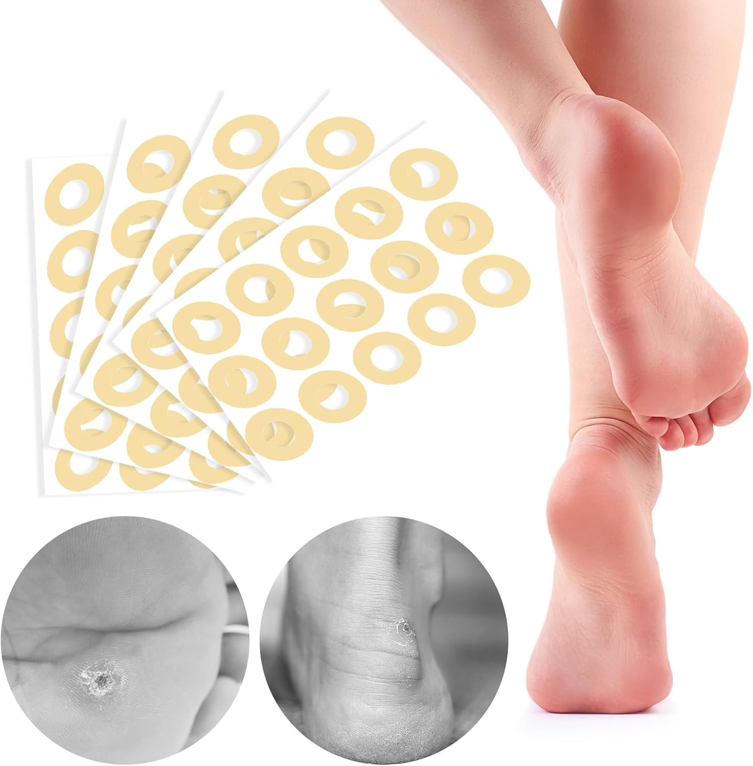 75 Count Callus Cushions Oval Foam Padding with Water-Resistant Self-Stick Adhesive, Protects Foot, Heel and Toes from Rubbing and Friction, Pain Relief from Shoe Pressure (L) image number 3