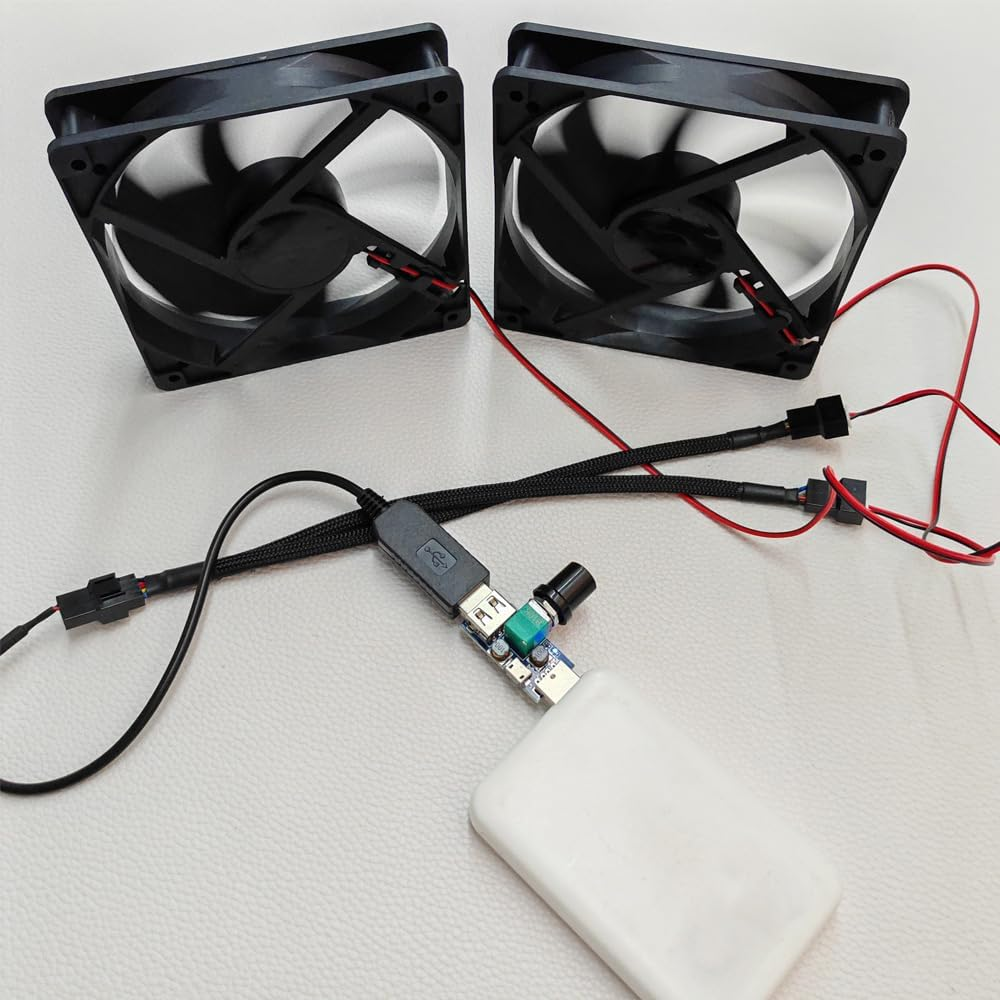 Gebildet 2Pcs 12V Step-Up USB to 3-Pin / 4-Pin PWM 5V USB Sleeved Fan Power Adapter Cable, Fan Wind Speed Regulator, 3 Way PWM Splitter Cable image number 1