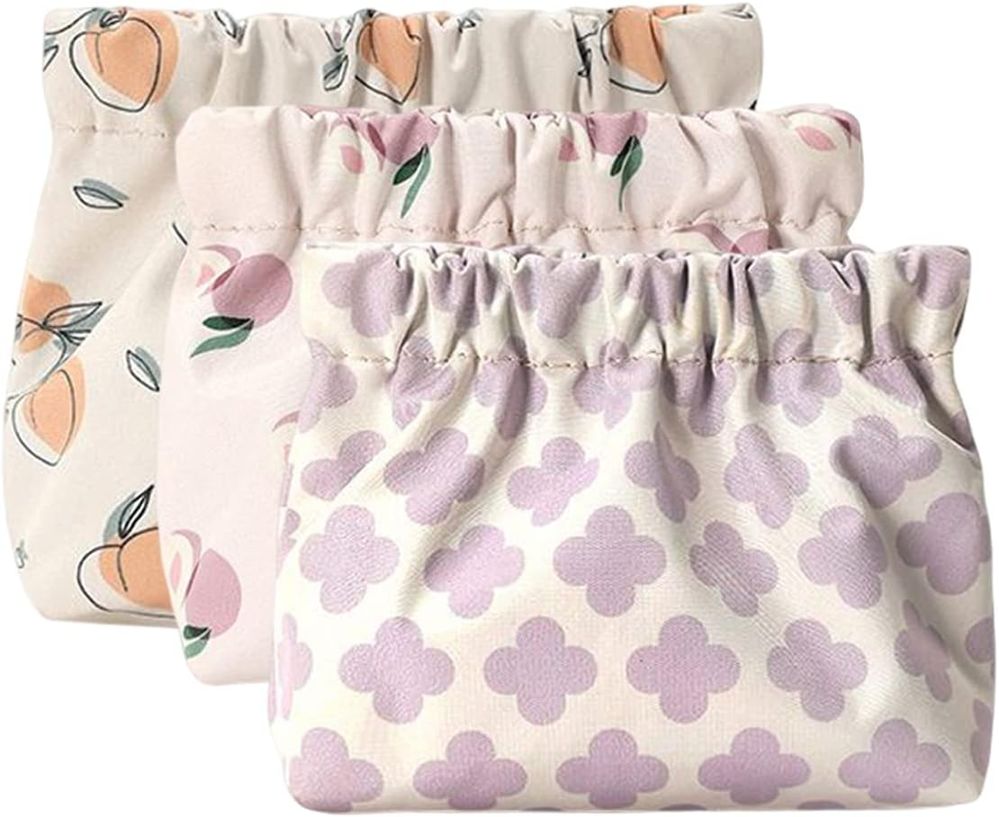 ALUXY Pocket Cosmetic Bag, Waterproof Leather No Zipper Self-Closing Portable Travel Makeup Pouch, A, Modern and Simple