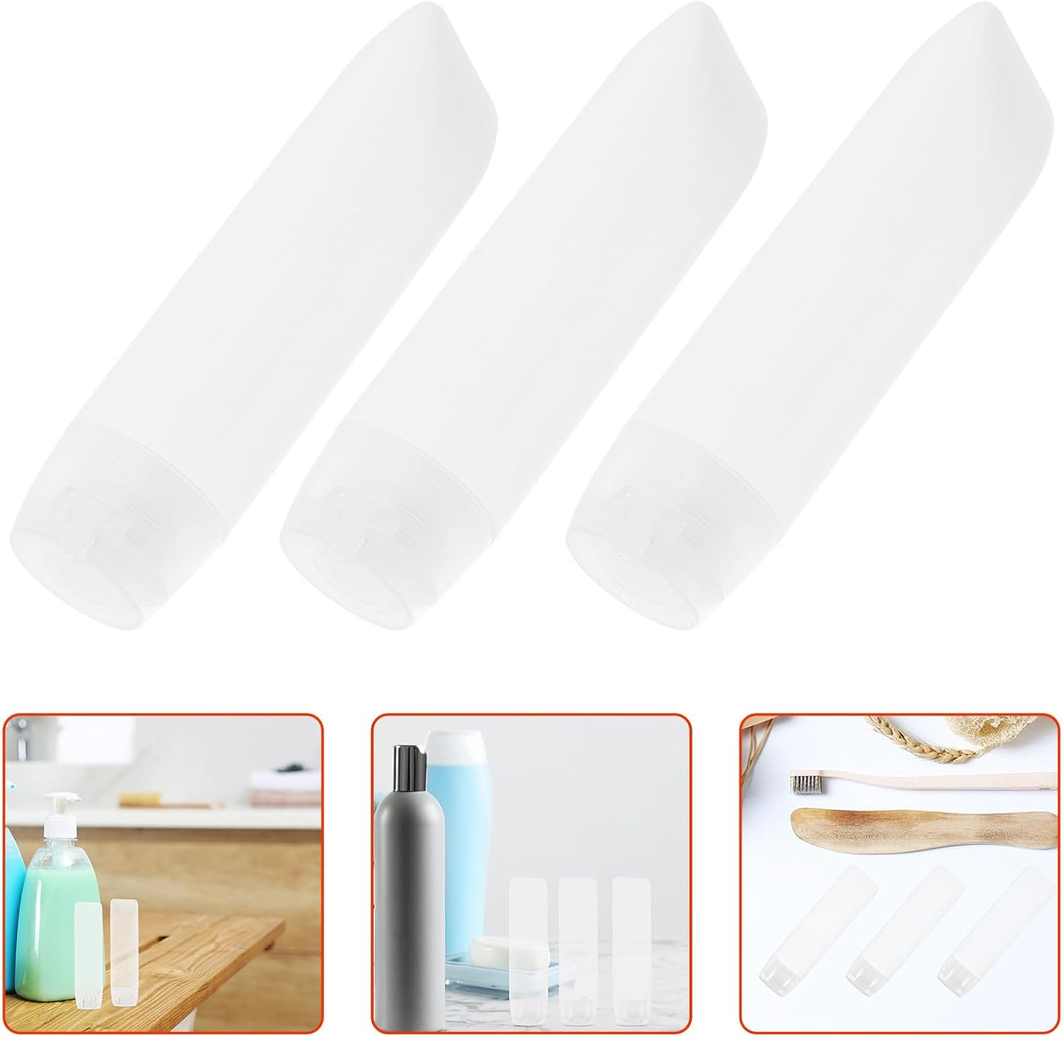 WEKADRIN 6Pcs 30Ml Refillable Travel Toothpaste Tubes Portable Squeeze Bottles for Toothpaste and Lotion Plastic Empty Travel Bottles with Facial Cleanser Caps for Toiletries image number 4