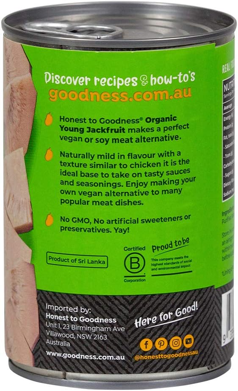 Honest to Goodness Organic Young Jackfruit, 410 G - Ethically Sourced and Sustainably Grown. Vegan, Soy and Wheat Free Meat Alternative! Texture Similar to Pulled Meat. image number 1