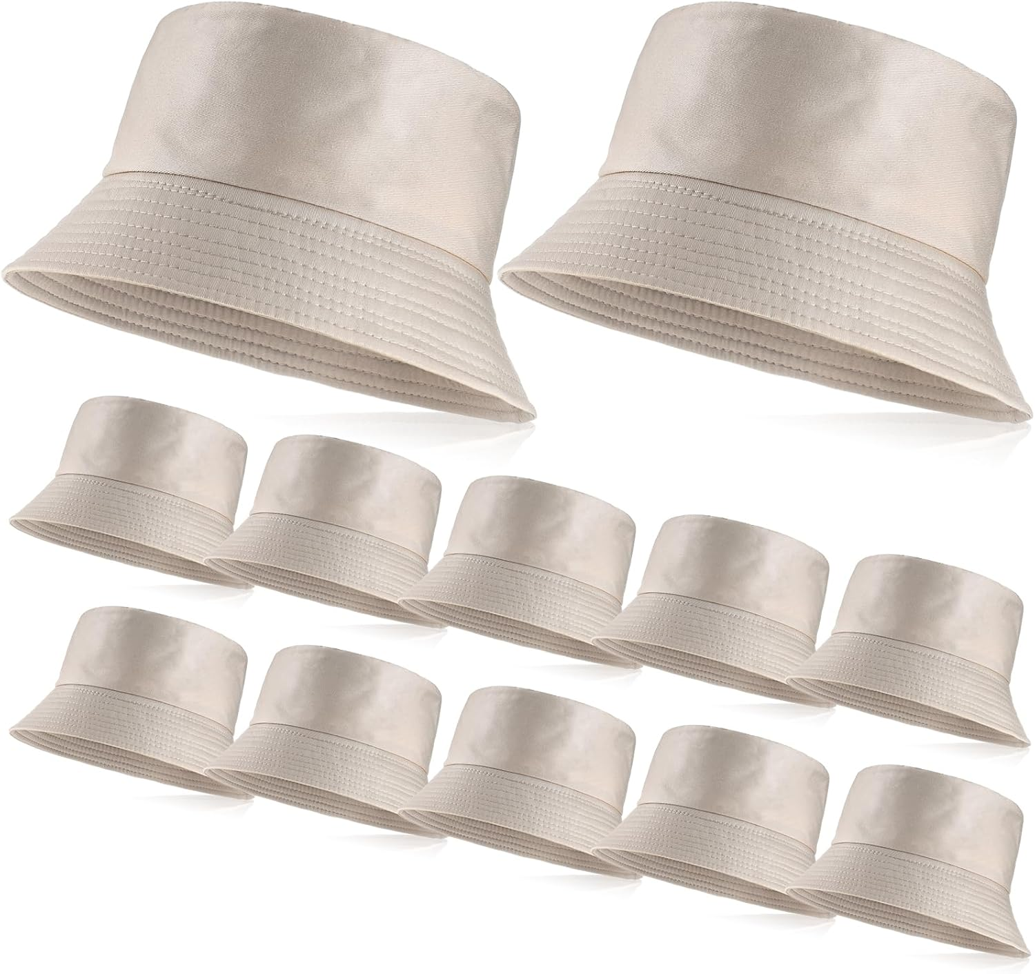 12 Pcs Bucket Hats for Men Women Bulk Cotton Fishing Cap UV Protection Beach Foldable Solid Color Summer Sun Cap