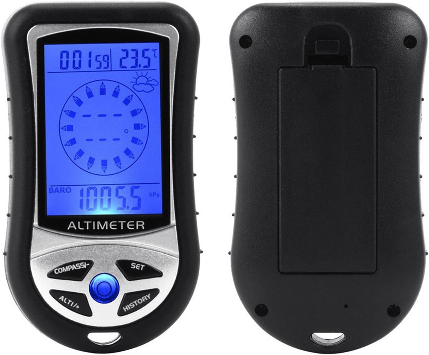 Pocket Altimeter | Multifunction Handheld Temperature Gauge Barometer Compass - Portable Meter Device for Hiking Mountaineering, Time Clock with Backlight image number 3