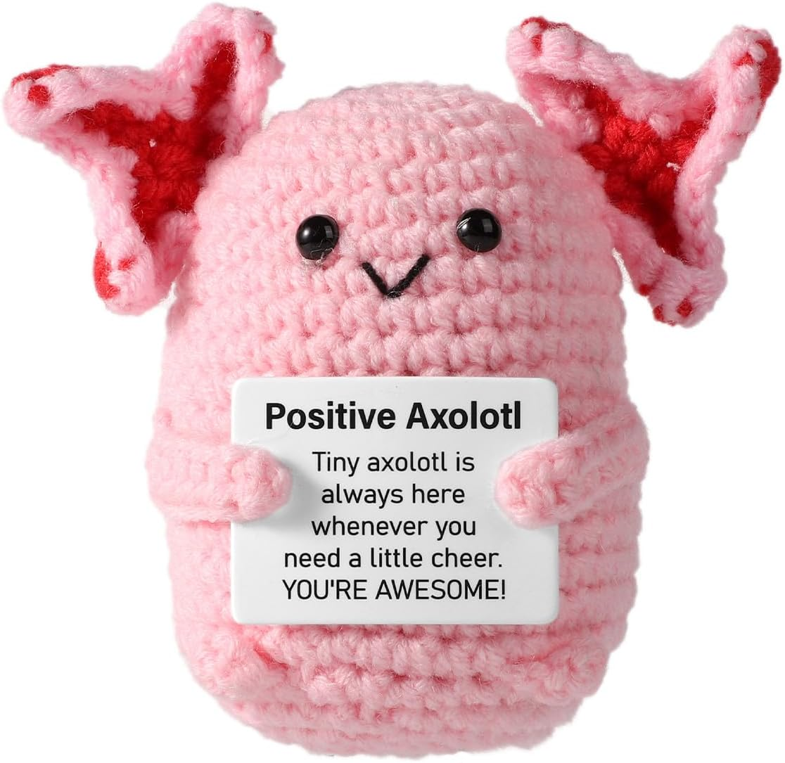 TOYMIS Axolotl Crochet Toy, Crochet Kit Soft Support Doll Axolotl Crochet Toy Uplifting Toy Knitting Toy Office Party Decorations Gifts (Pink)
