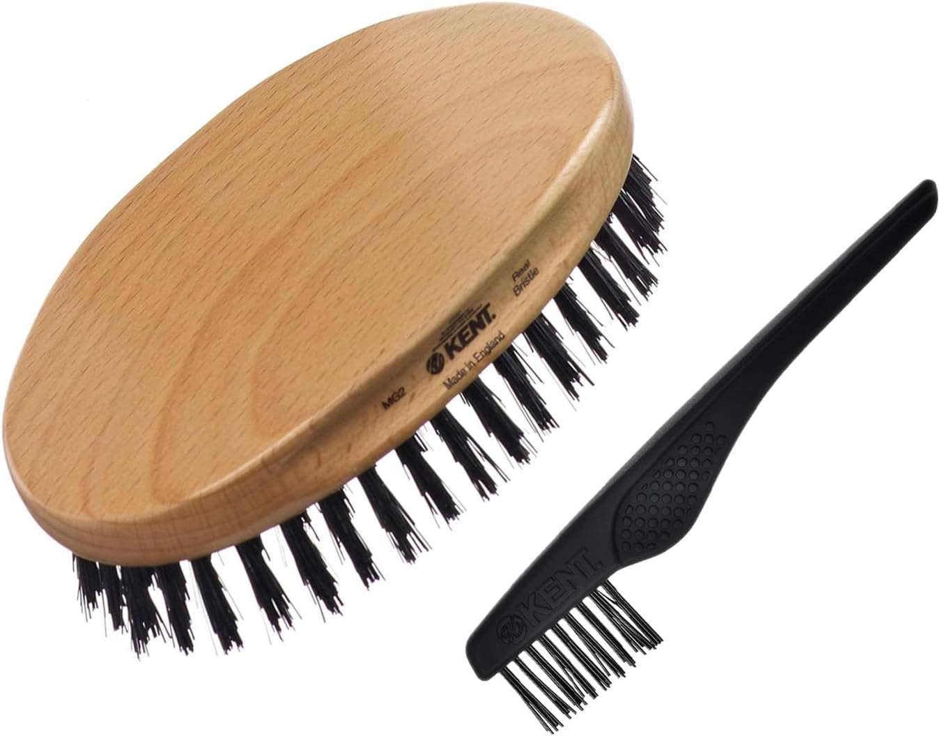 Kent Oval Beechwood Pure Bristle Hair Brush, Black image number 4