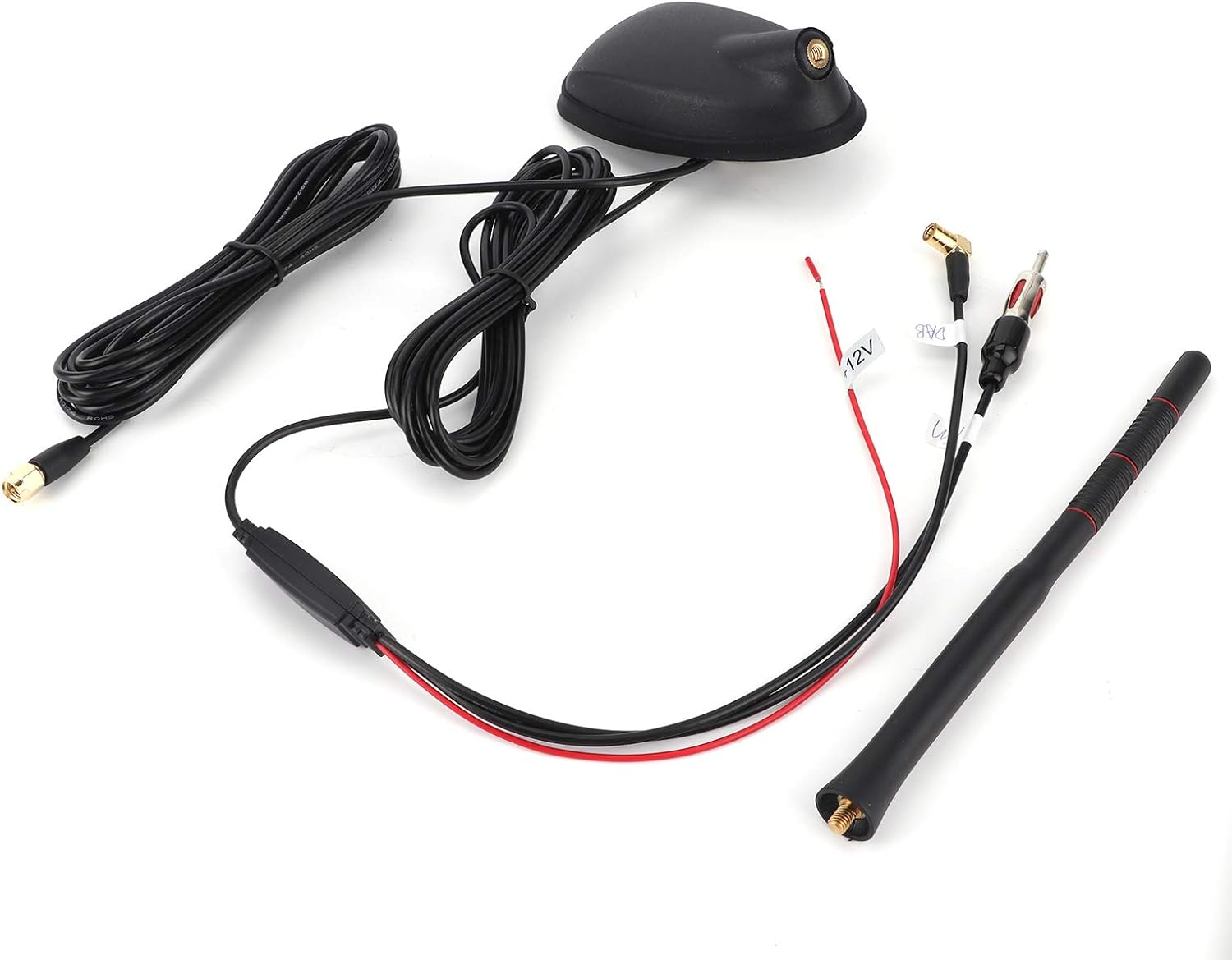 DAB Active Antenna for Car FM GPS Roof Mount 4.7 Inch Carbon Fiber with 9 Adapters Vehicle RV Universal Fit for Urban Commute Highway Travel Remote Area Outdoor Use image number 1