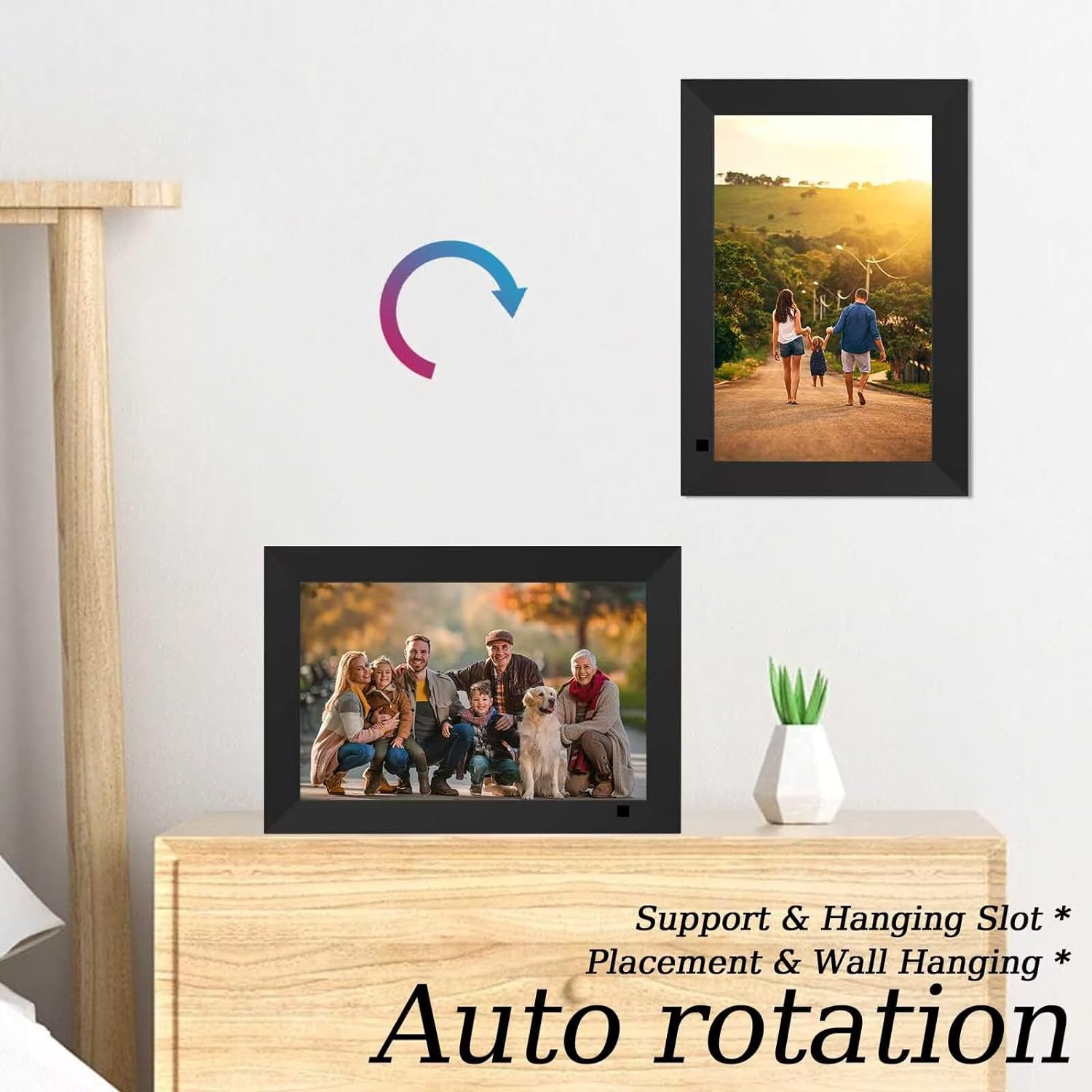 Digital Photo Frame, 10.1 Inch Remote Control Digital Picture Frame 1280*800 IPS High Resolution 16:10 Display, Electronic Picture Frame Support Auto-Rotate/Image Preview /Video /Calendar Clock image number 3