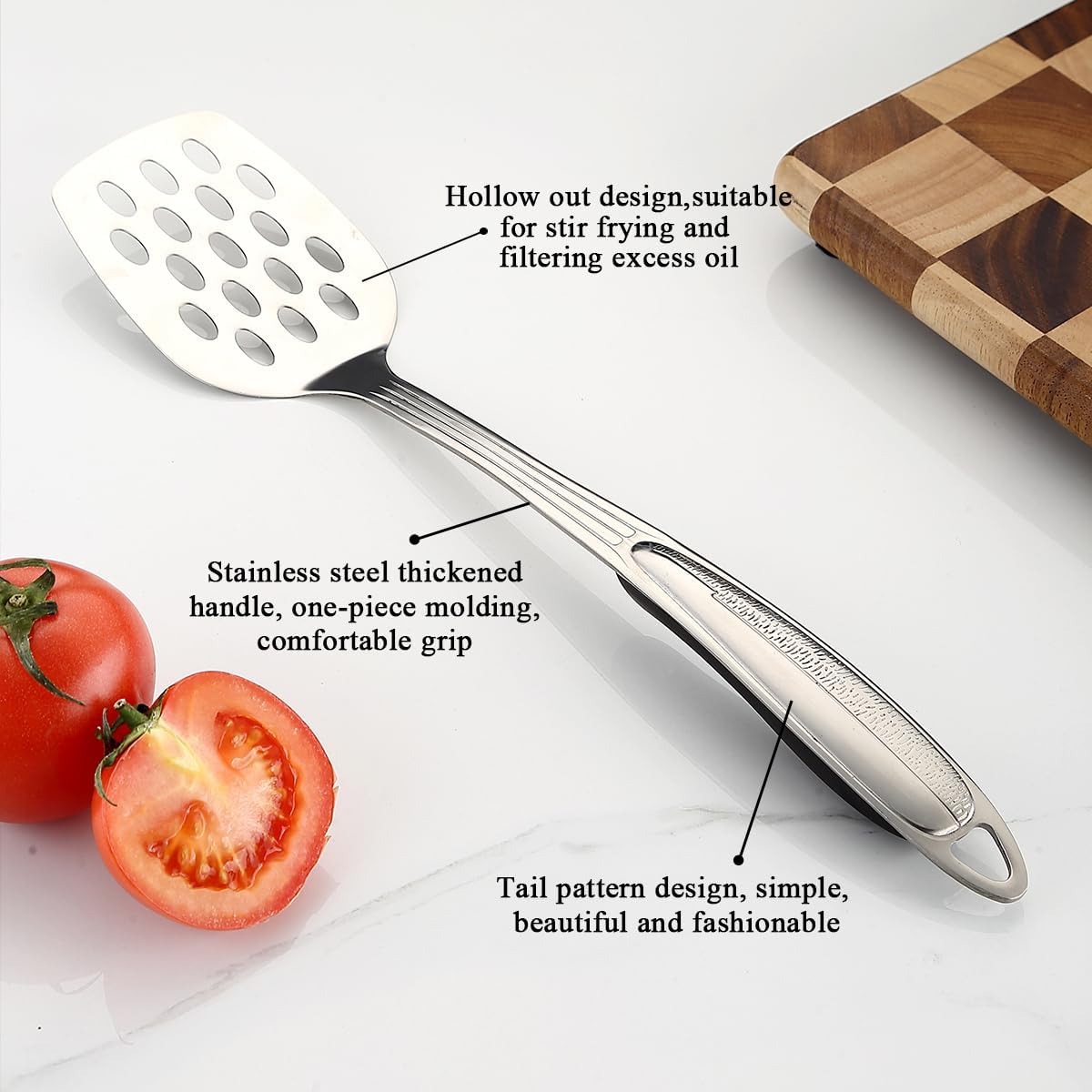 Berglander Stainless Steel Kitchen Utensils Set 6 Pcs, Cooking Utensil Sets, Kitchen Gadgets Essentials Include Metal Spatula Set, Skimmer, Ladle, Serving Spoon, Slotted Spoon, Carving Fork