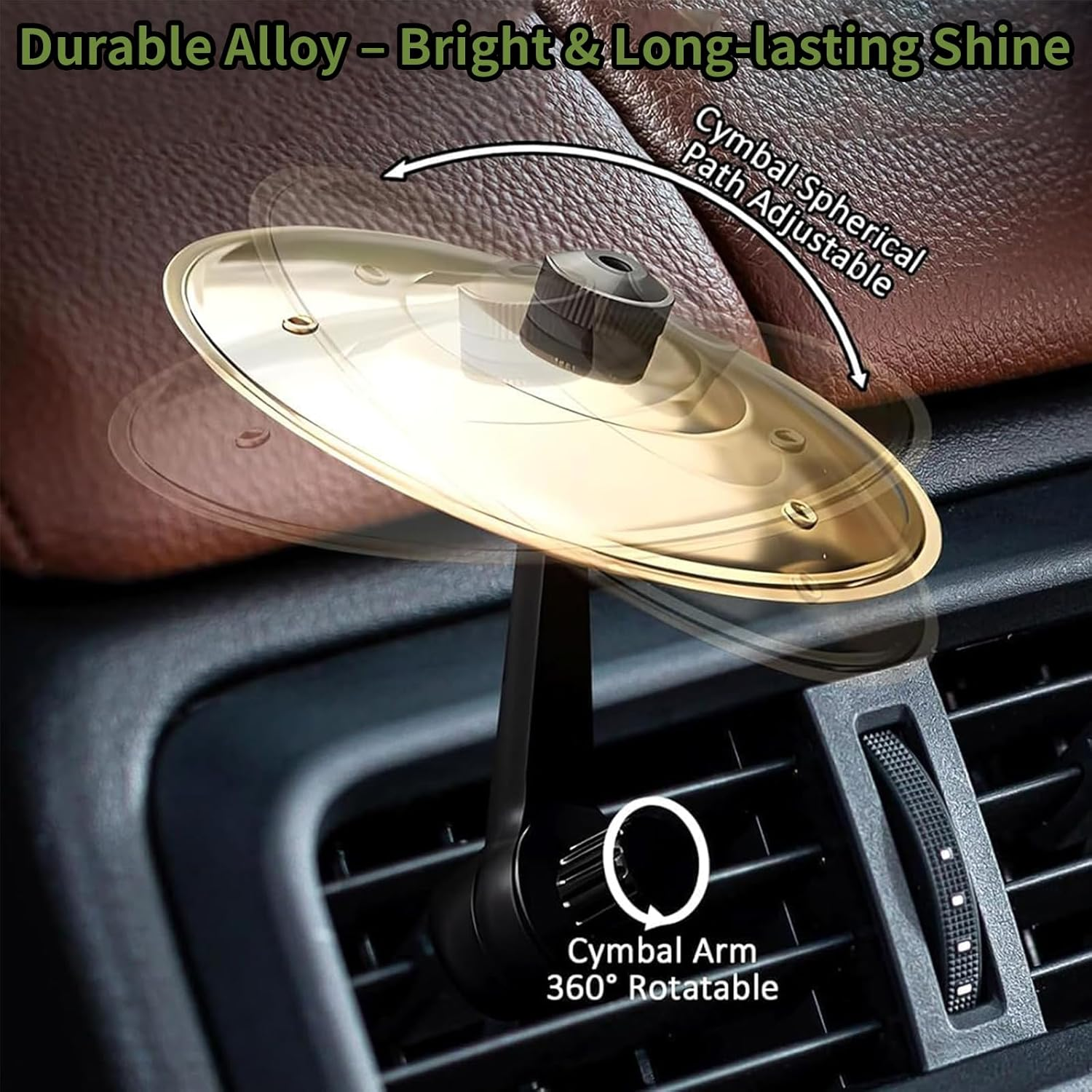 2Pcs Car Air Vent Cymbals, Mini Drum Cymbals for All Vehicles &ndash; Stylish Gold Decoration, Easy to Install, Durable Fun Sound for Drivers & Car Lovers image number 1