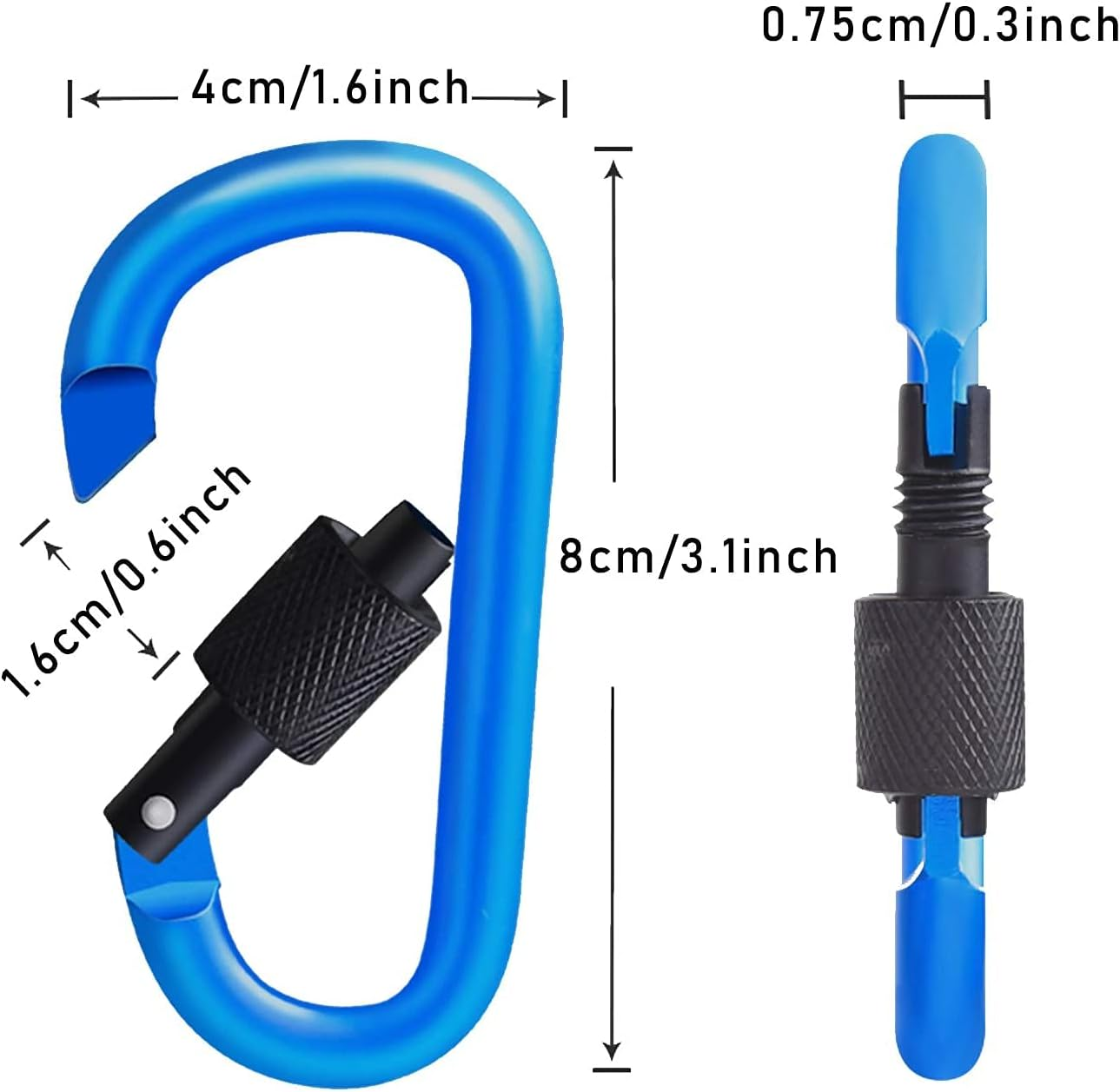 Softcutelee Aluminum Alloy Carabiner Heavy Duty D Ring Clip Hook Locking Carabiner D Shape Keychain Camping Accessories for Outdoor, Fishing, Hiking, Traveling, Fishing, Backpack image number 5