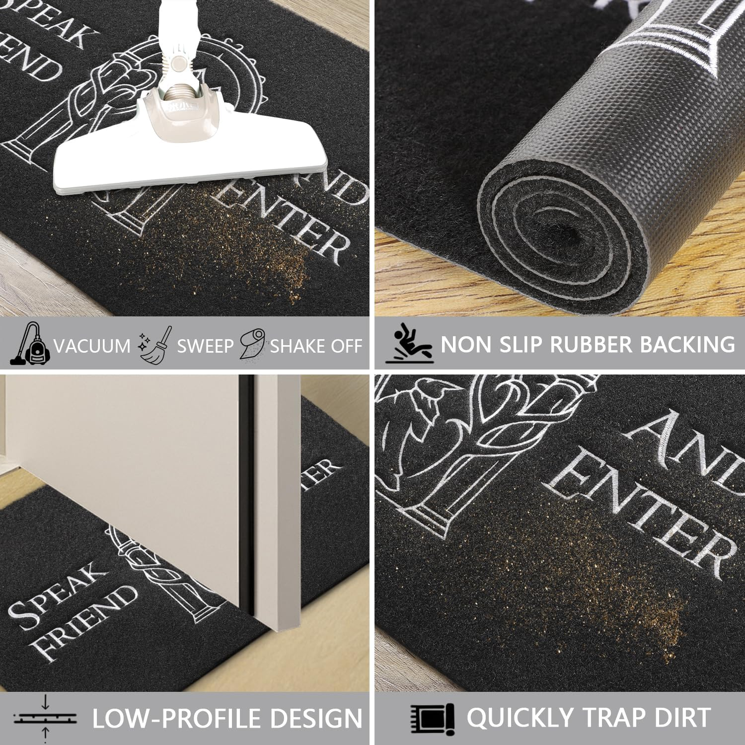 AAZZKANG Funny Door Mats Outdoor Welcome Mat with Non Slip Rubber Backing Easy to Clean Speak Friend and Enter Doormat for Indoor,Entryway,Front Door image number 4