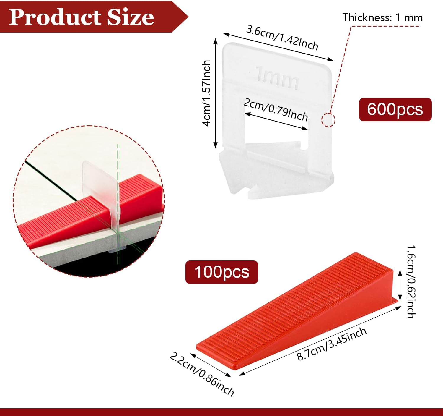 Pack of 700 Tile Levelling System Tile Wedges Tile Levelling System 1 Mm with 1 Mm Base for Laying Wall and Floor Tiles Reusable image number 4