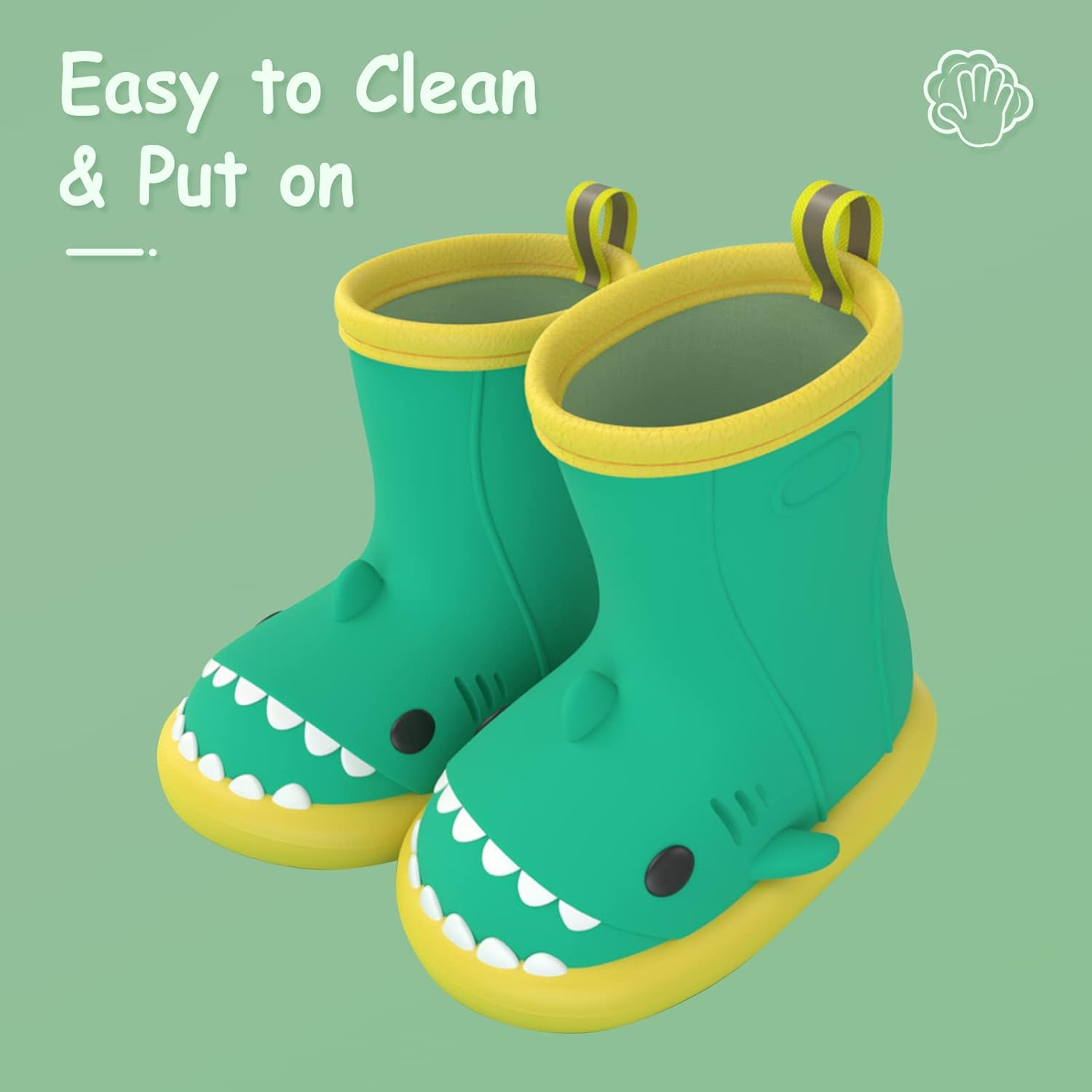 USOR Children'S Rain Boots Baby Boys Girls Non-Slip Rain Boots Water Shoes Waterproof Children'S Rubber Shoes with Carton Shark image number 4