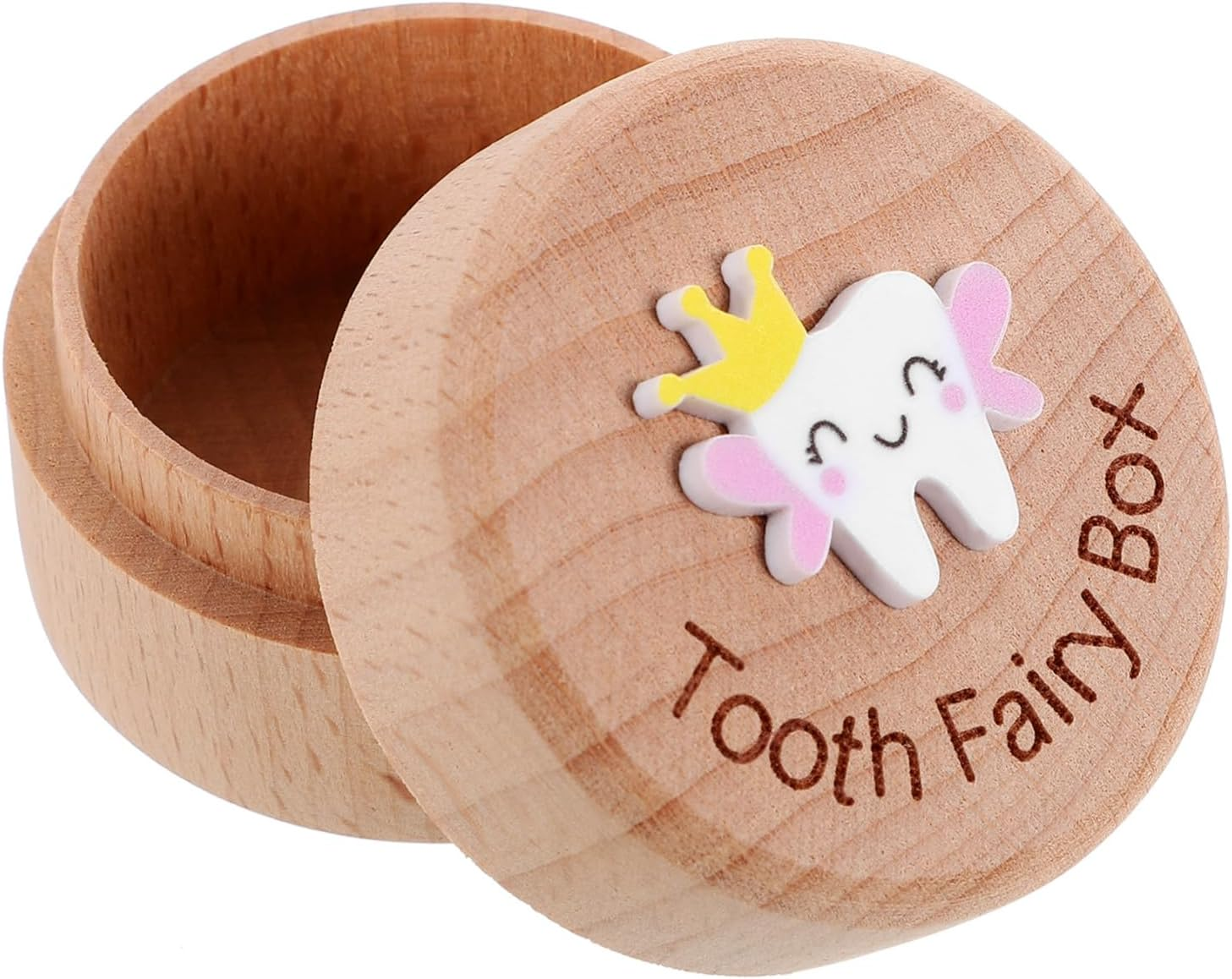 Happyyami Teeth Holder Keepsake Box Wooden Tooth Storage Container for Teeth and Fetal Hair Compact Design Safe Smooth Surface Capacity Construction
