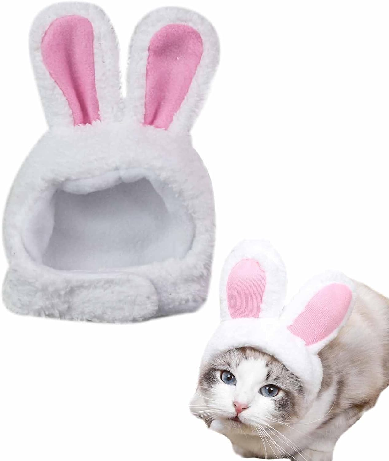 LERTREE Pet Bunny Ears Hat, Plush Rabbit Cosplay Headdress for Puppy Cat Easter Party Headwear