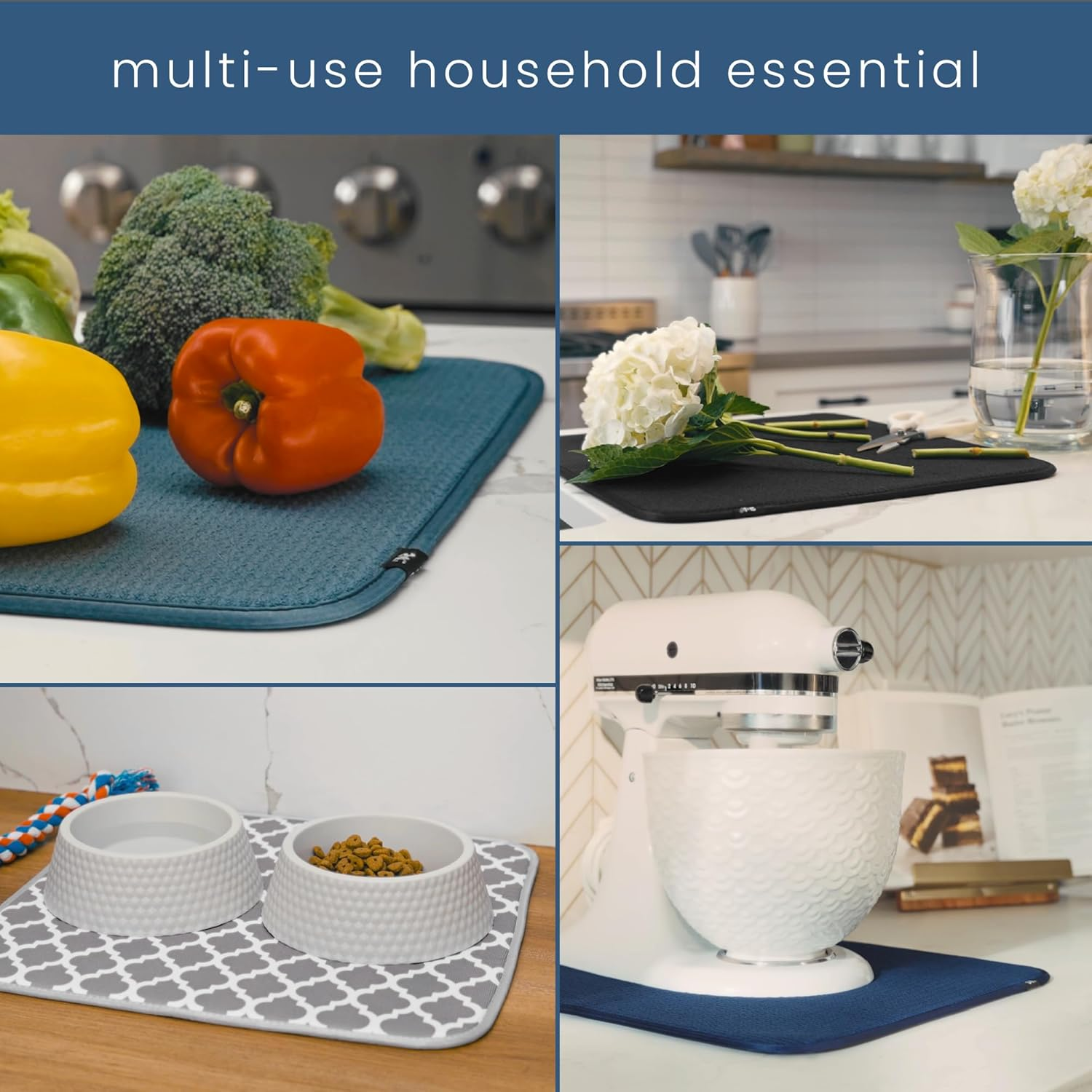 S&T INC. Dish Drying Mat XL, 18&rdquo; X 24&rdquo;, Absorbent Microfiber Kitchen Counter Mat, Dish Drying Pad for Dishes, Utensils, Pots and Pans, Extra Large, Grey Stone image number 5