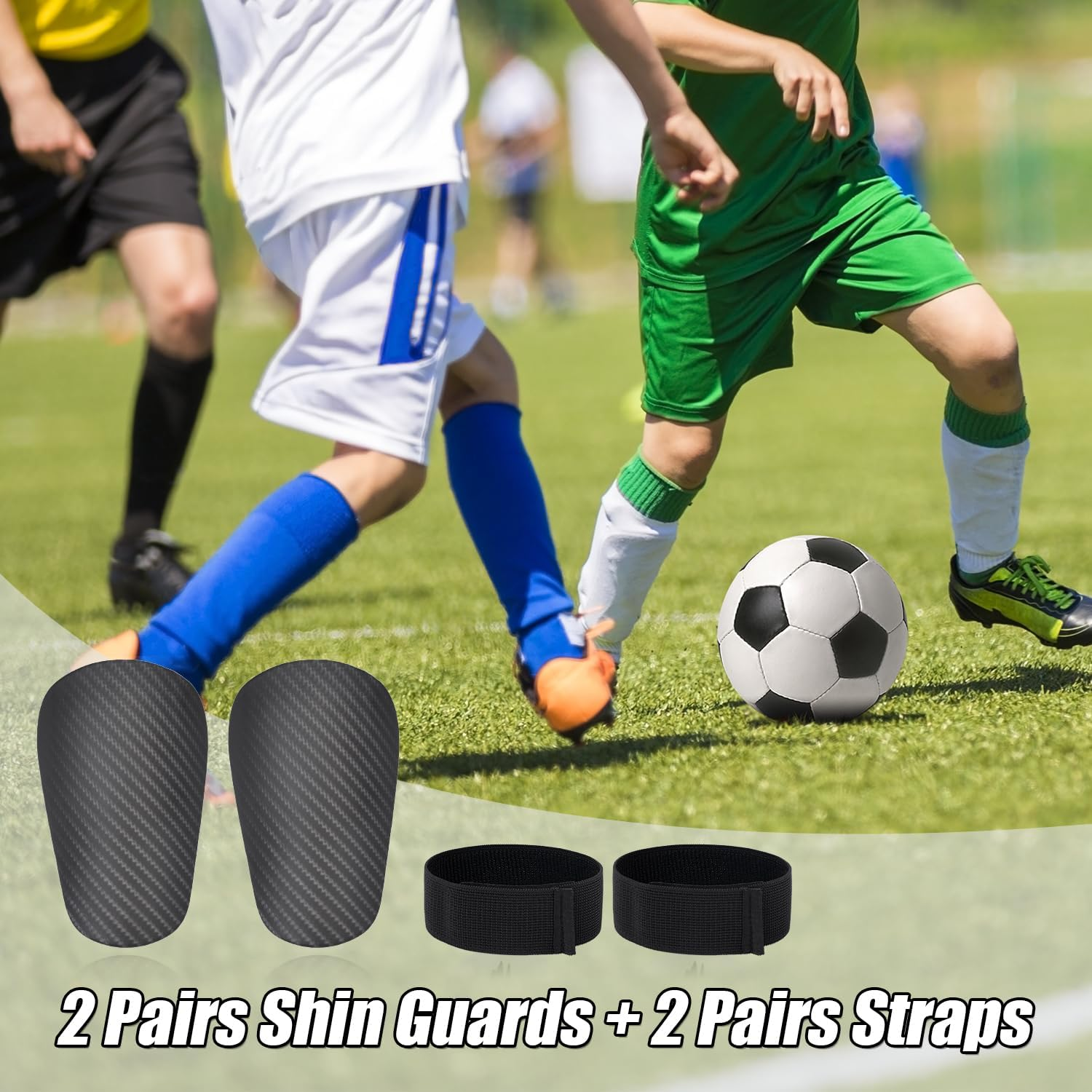 Shin Pads, Shin Guards and Shin Guard Straps, Black Tiny Soccer Shin Pads Protective Football Small Shin Guards for All Ages Exercise image number 2