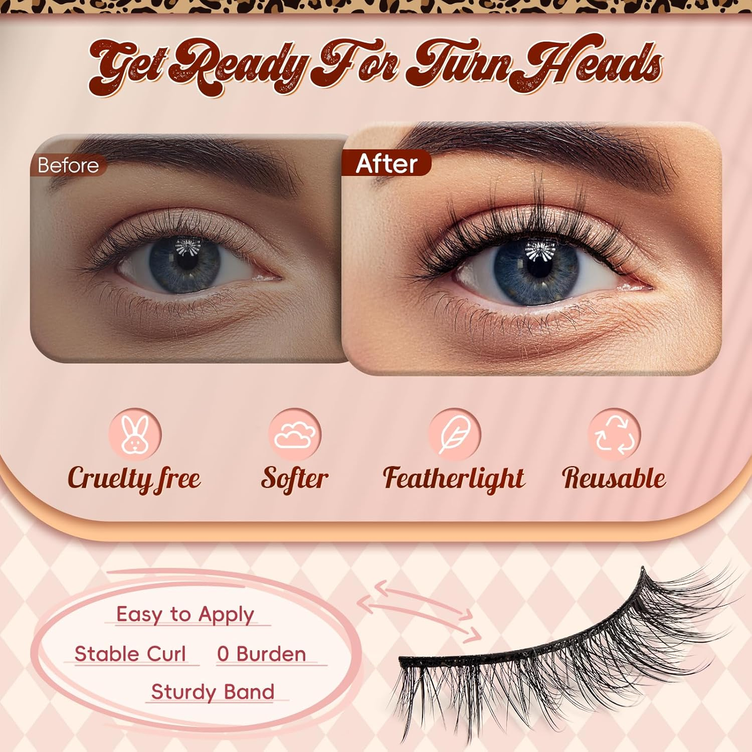 Wispy Lashes 0.05Mm PBT Fiber Natural Eyelashes, 0.2Mm Superfine Band Cat Eye False Eyelashes, 5 Pairs Fluffy Strip Lashes(Diva-5 Pairs in 1 Pack) image number 5