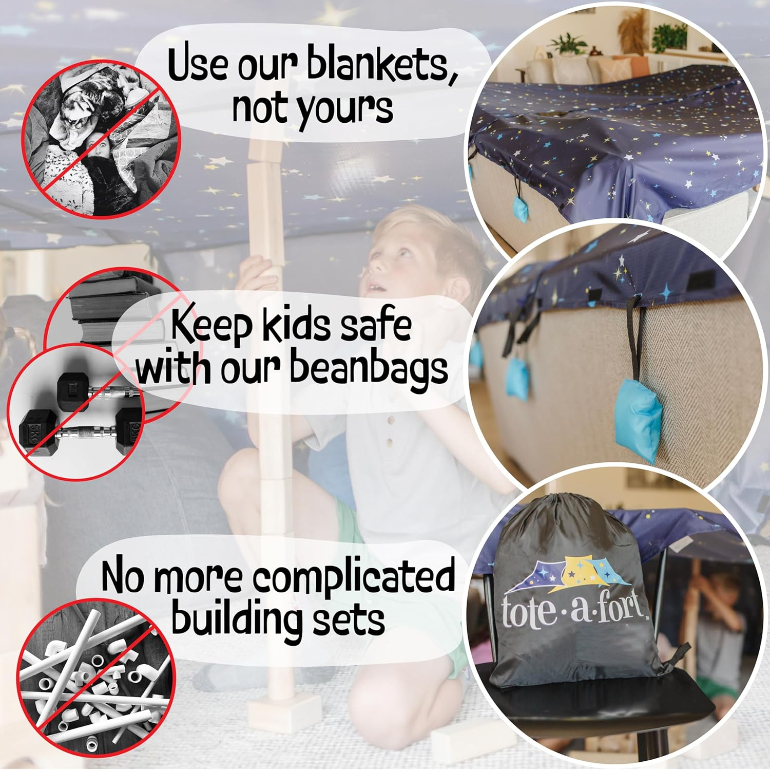 TOTEAFORT Starry Original Blanket Fort Building Kit for Kids Ages 4-12 - Portable Playhouse Play Tent Fort - Unisex Children image number 6