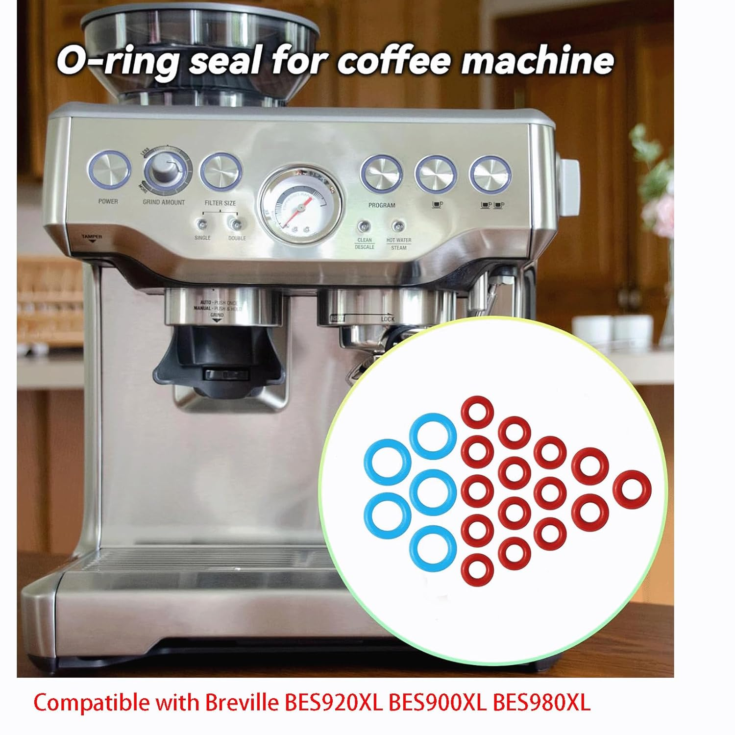 20Pcs Silicone O-Ring Gasket Replacement for Breville Espresso Coffee Machine BES920XL BES900XL BES980XL BES990XL, Include 2 Sizes (5 Blue and 15 Red) image number 4