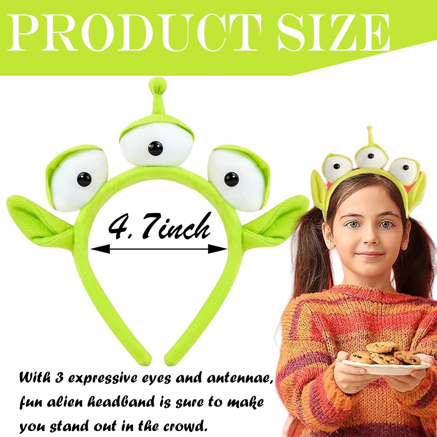 Alien Headband, Alien Headband Kids, Alien Eyes Headband Accessories for Cosplay Themed Party for Halloween Carnival Fancy Dress Costume, Alien Costume Head Wear for Adult Kids image number 2