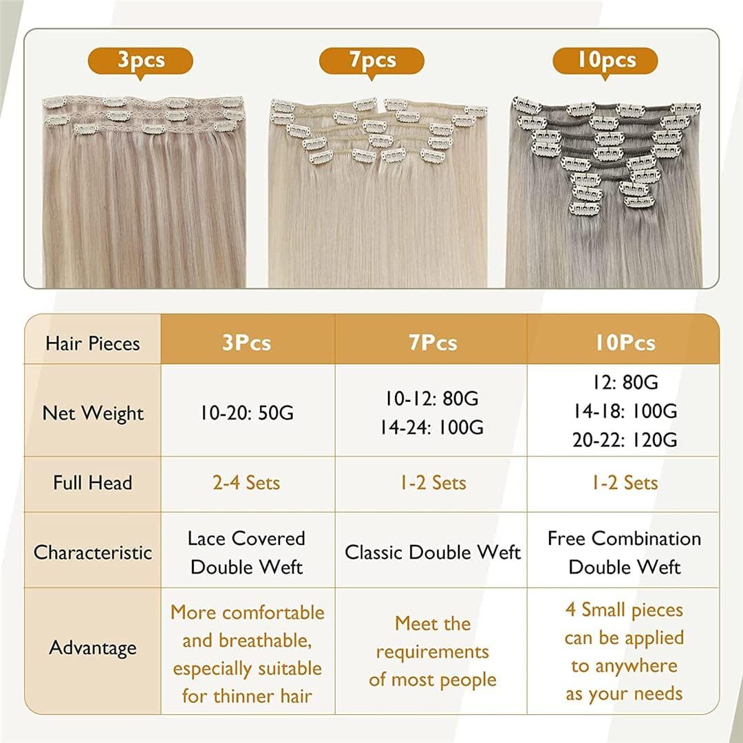 50 Grams Clip on Hair Extensions 3Pcs 100% Remy Real Human Hair 3 Pieces Hairpins Skin Weft for Women 18 22 60 16 Inches 50 Gram per Set