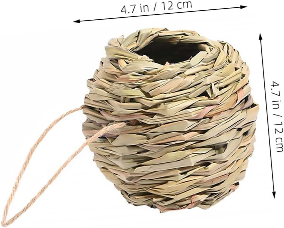 WOONEKY 3Pcs Natural Grass Hanging Bird Houses for Outdoor Garden Balcony Porch Handwoven Finch Nest Boxes with Secure Entry Weather-Resistant Straw Bird Huts Home Decor image number 1