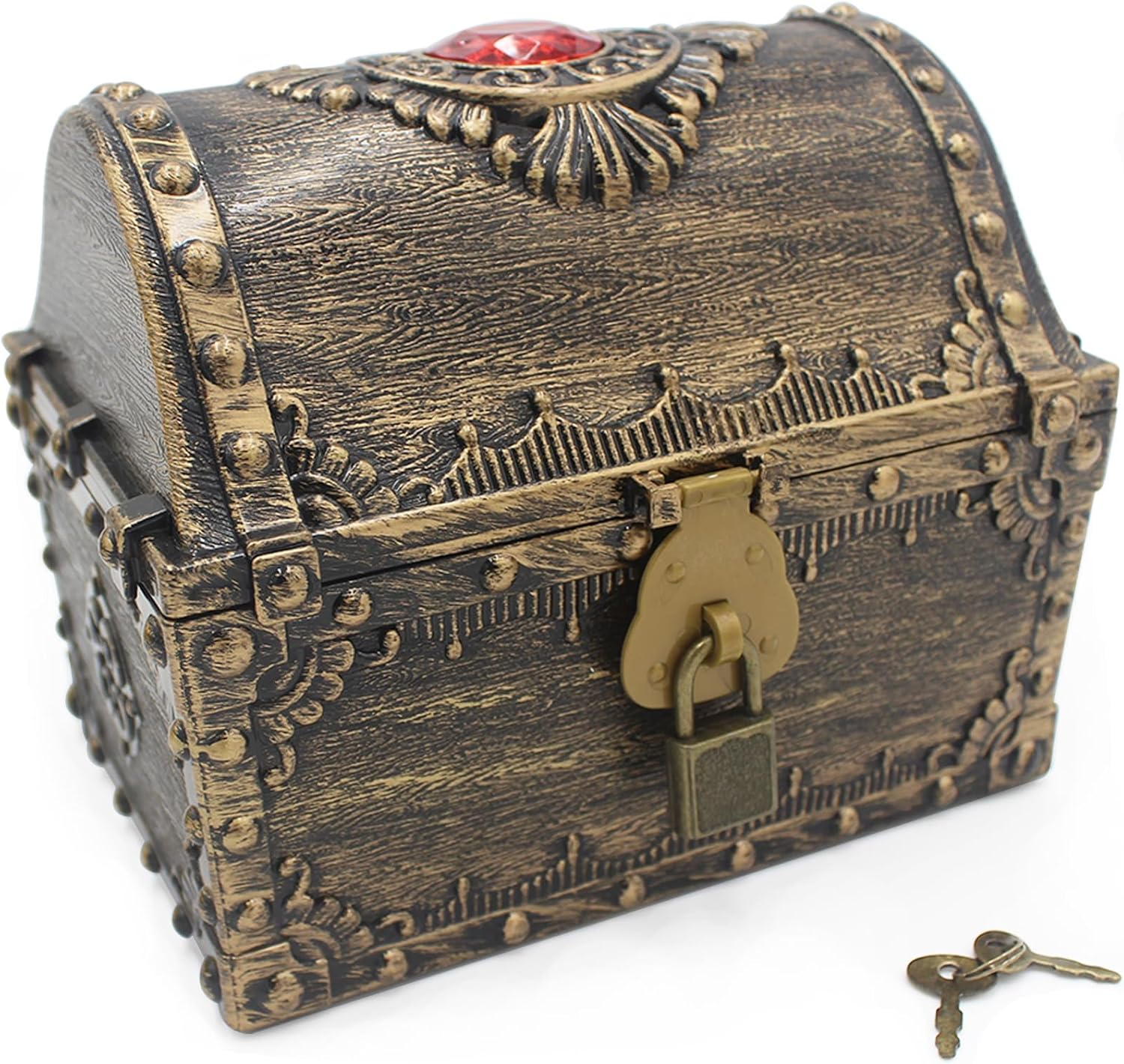 Large Treasure Chest for Kids, Plastic Pirate Chest Decorative - Teacher'S Classroom Prize Treasures Collection Storage Box with Lock and Key for Birthday, Halloween, Christmas Party image number 4