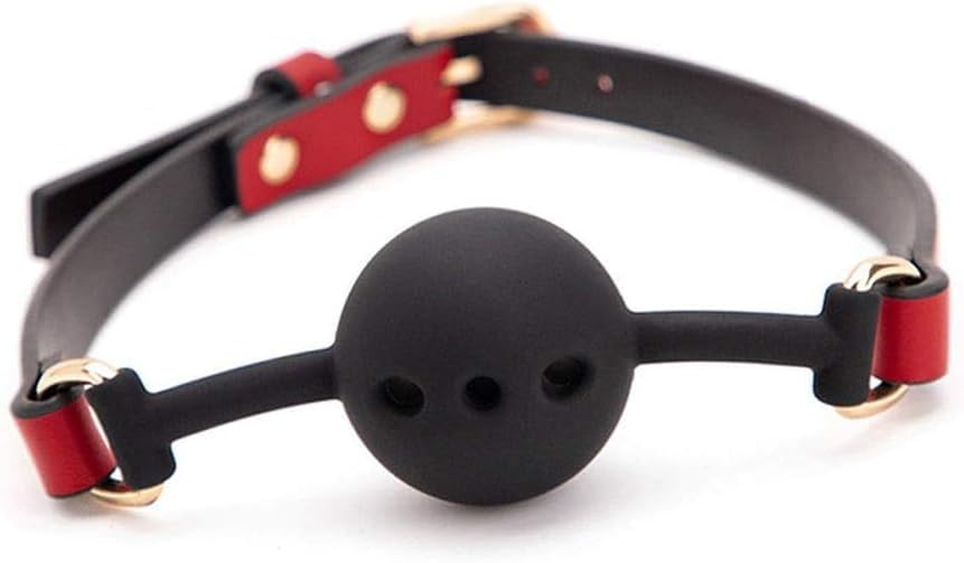Black&Red Adjustable Size Open Breathable Mouth Ball Diameter 4.2 Cm Fashion Adjustable Women Mouth Ball for Women Men Role-Playing Game Entertainment Tools image number 1