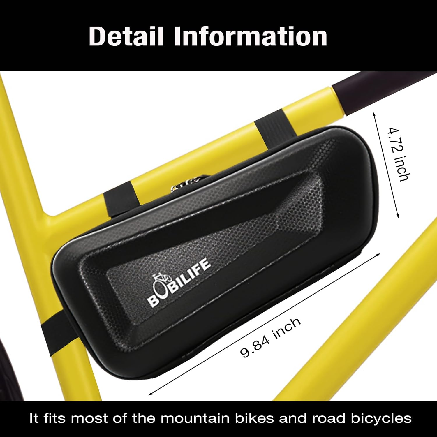 BOBILIFE Hard Shell Bike Frame Bag - EVA Waterproof Bicycle Frame Bag under Top Tube Pouch Storage Bag for Adult Cycling Road Mountain Bike Bicycles image number 6