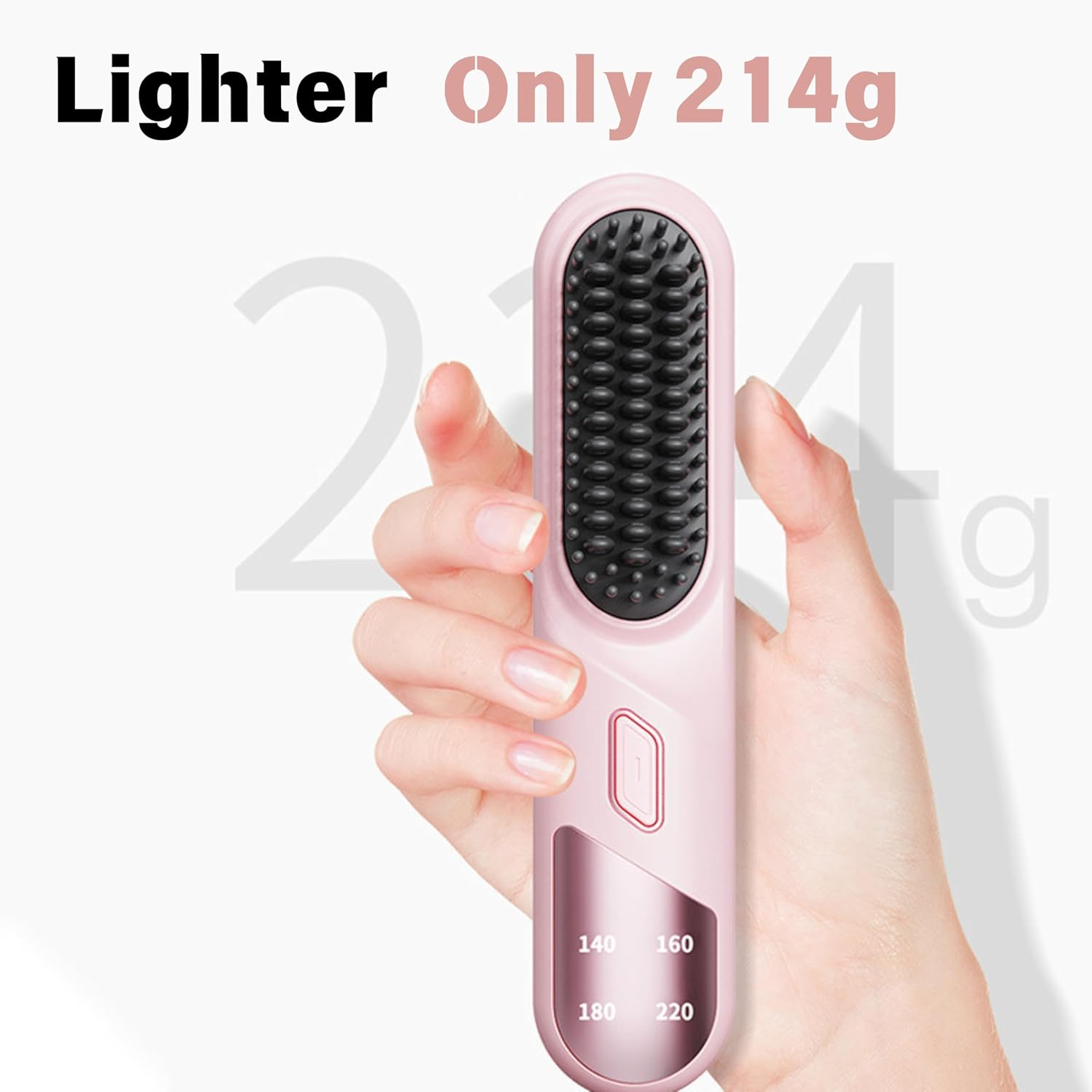 Nebula-X ECO Cordless Hair Straightener Brush, Portable Mini Ionic Straightening Comb for Travel, Women (Makaron Pink) image number 2