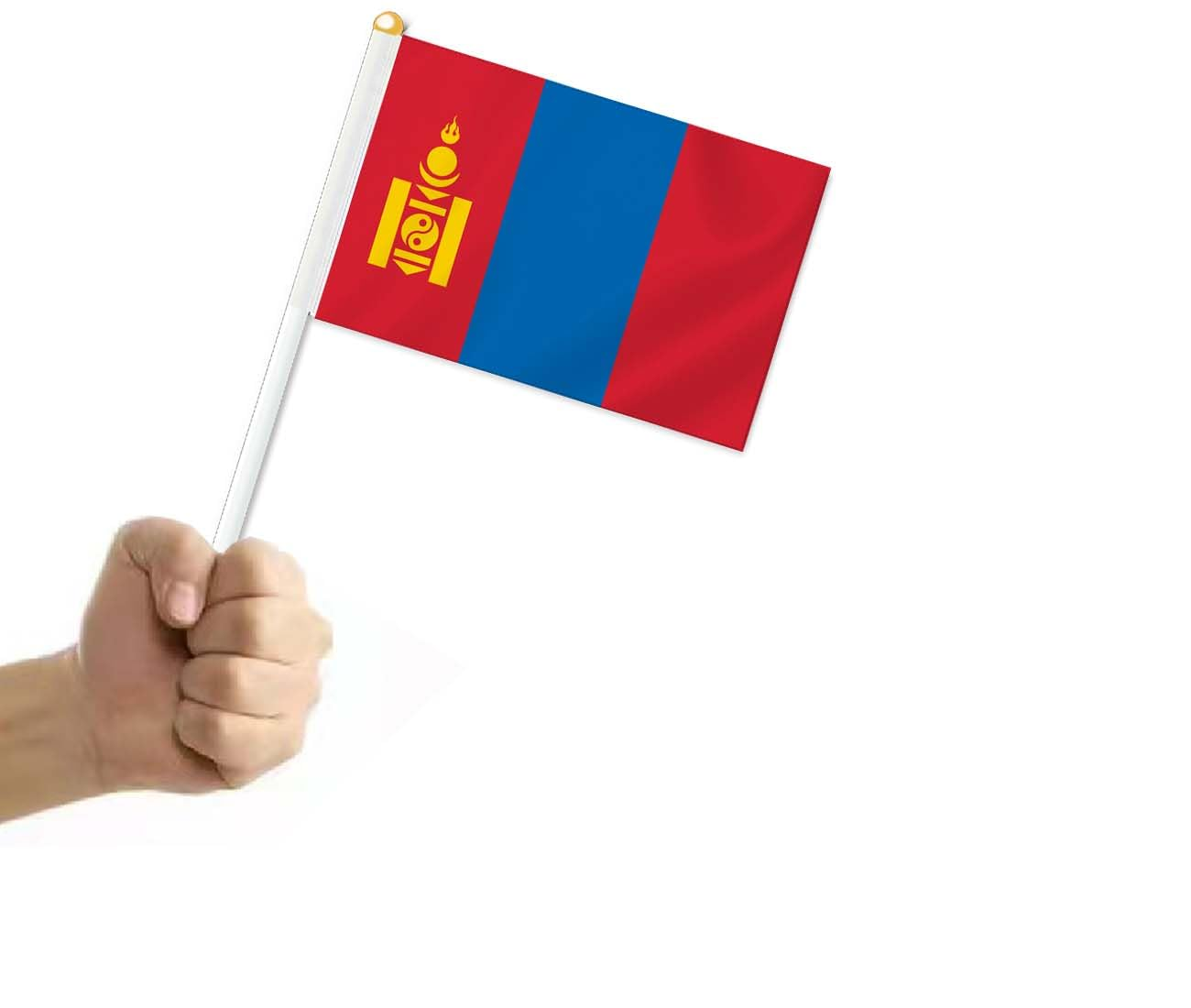 10 PCS Mongolia Handheld Small Flag, Mongolians Hand Held Mini Decor Decoration Banner