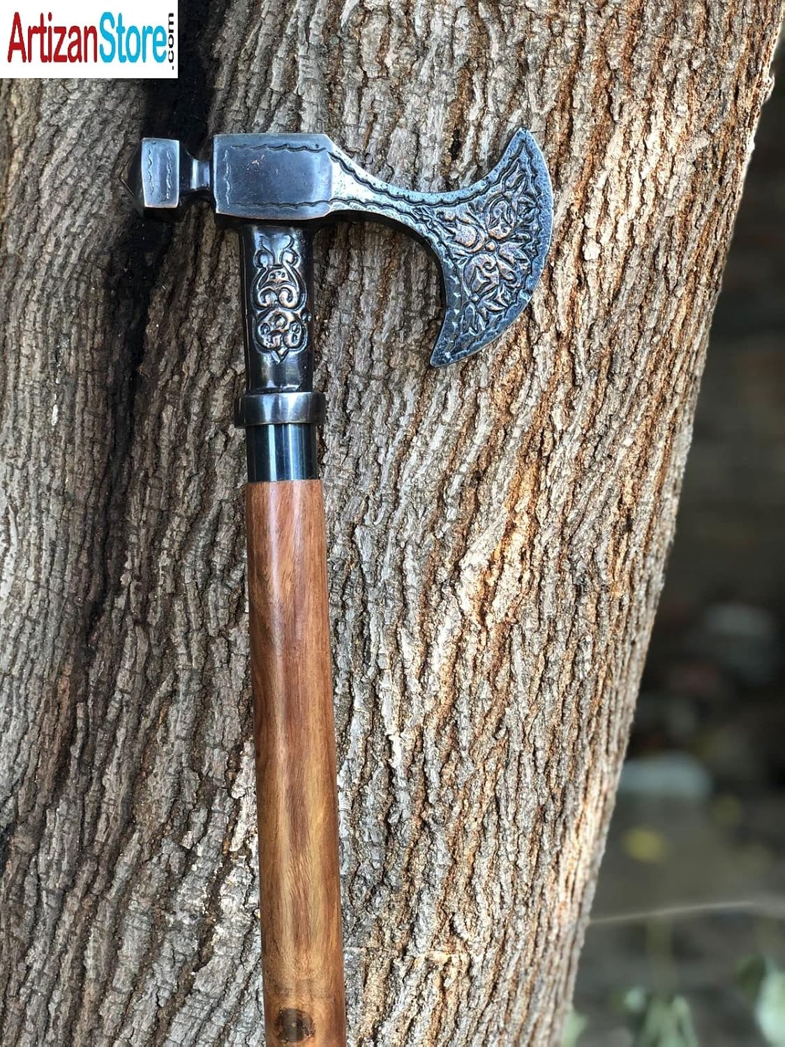 ARTIZANSTORE Antique Solid Brass Walking Stick Viking Wooden Walking Cane for Men and Women Handle Nautical Style Walking Stick Wooden Cane, Brown image number 3