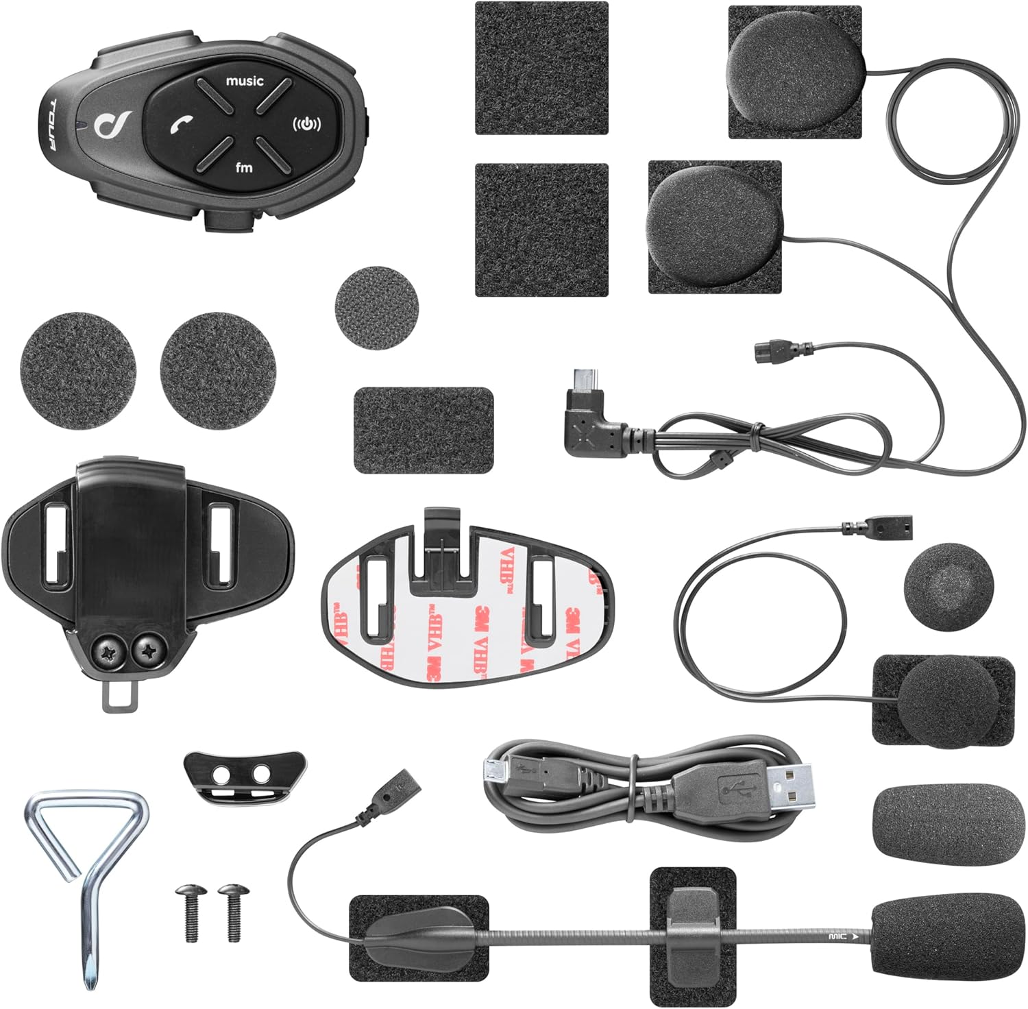 INTERPHONE Tour HD 40Mm 4 Motorbike Helmet Single Phone Stereo Headset 4 Motorcyclists Distance 1.5Km Autonomy 25 Hours Fast Charge TFT Waterproof IPX67 image number 4