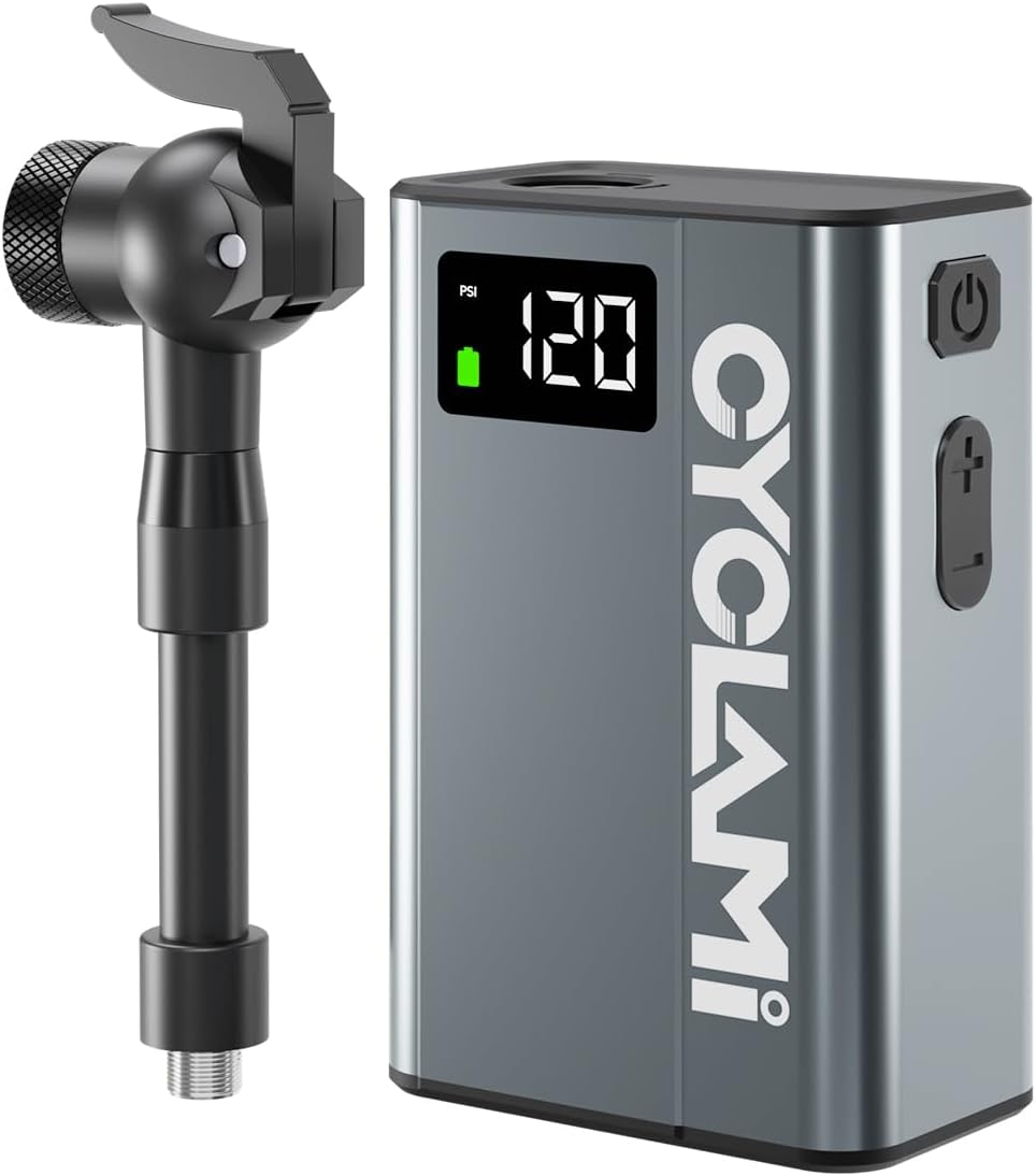 CYCLAMI Electric Bike Pump Mini 120Psi,Portable Ultra-Mini 750Ma,Type-C Rechargeable Electric Bicycle Air Pump,Led Screen Displays Tire Pressure image number 3