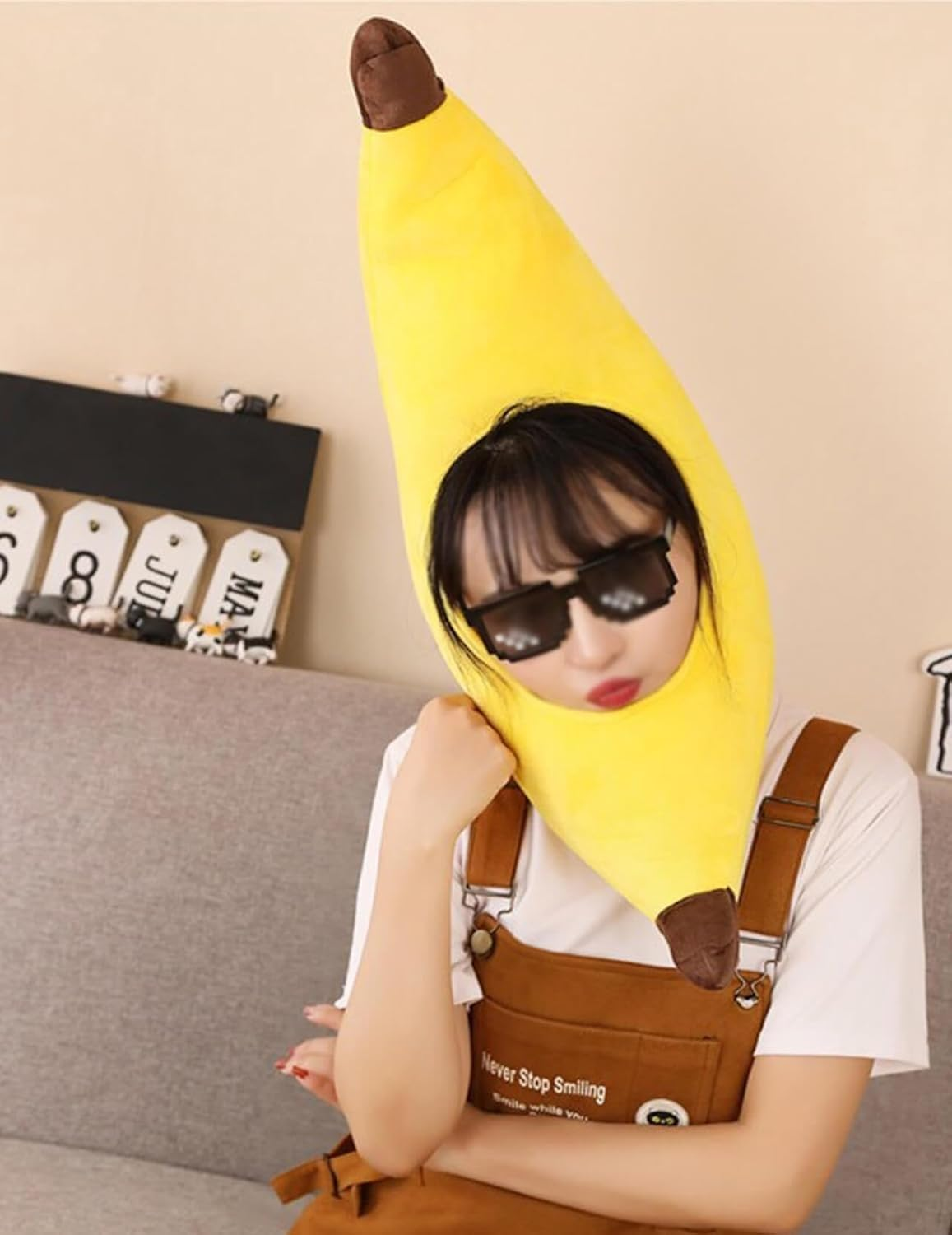 Fesfun Banana Hat Animal Costume Accessories Cap Funny Gift Halloween Easter Party Birthday Christmas Head Cover Mask Headgear Hood Headpiece Clothing Kids Adult Children Women Cosplay
